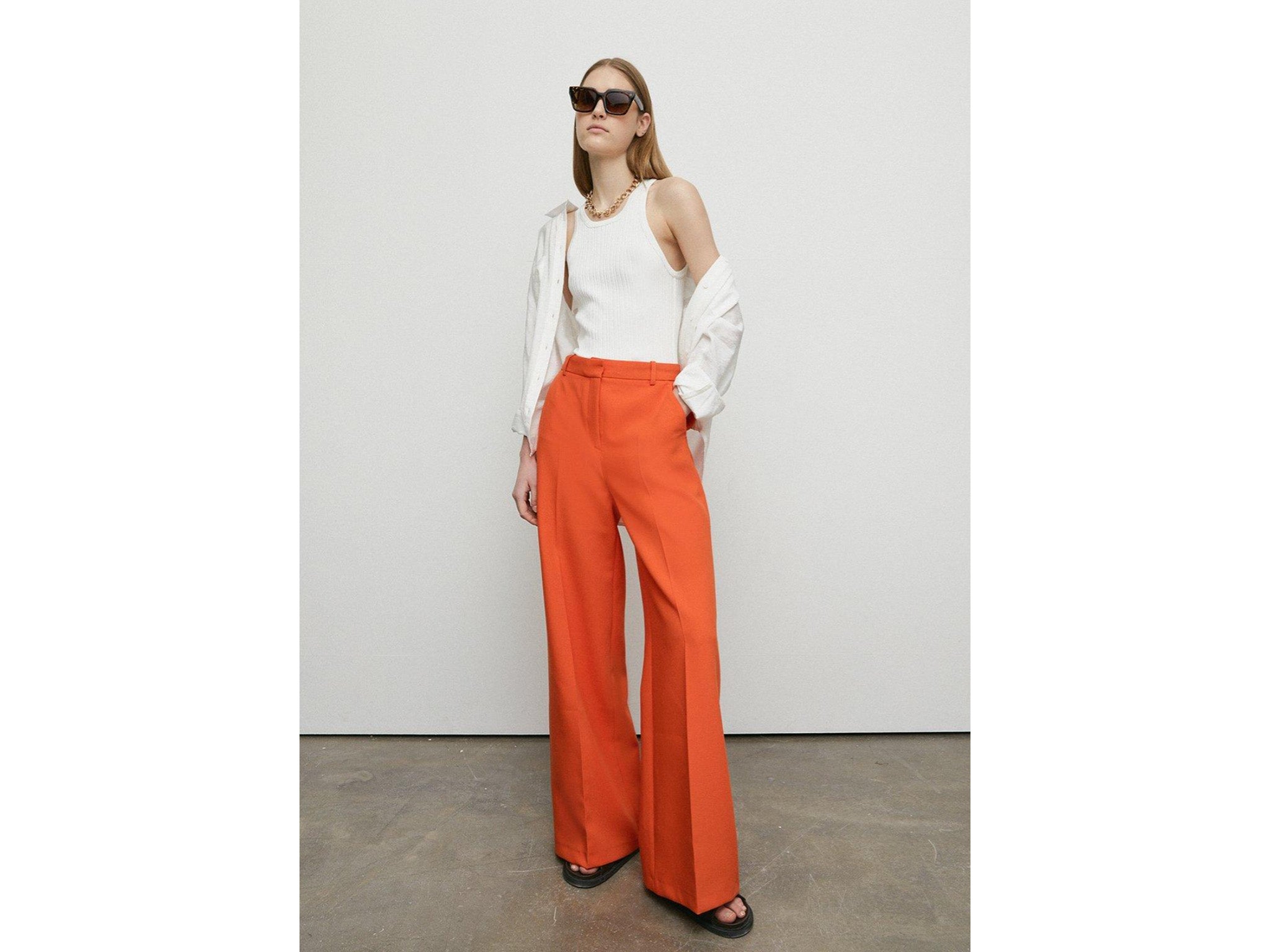 Warehouse premium tailored wide leg orange trousers