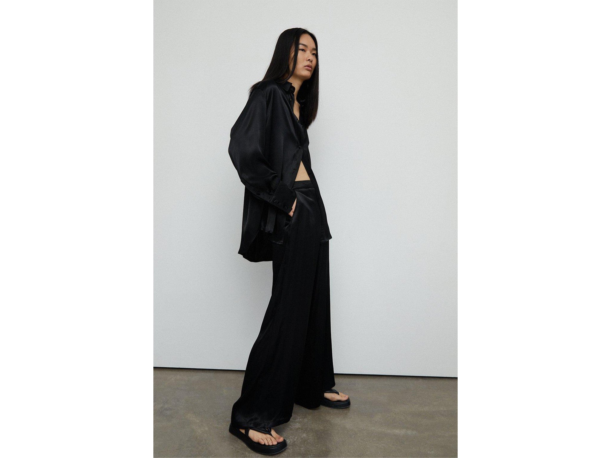 Warehouse satin wide leg trousers