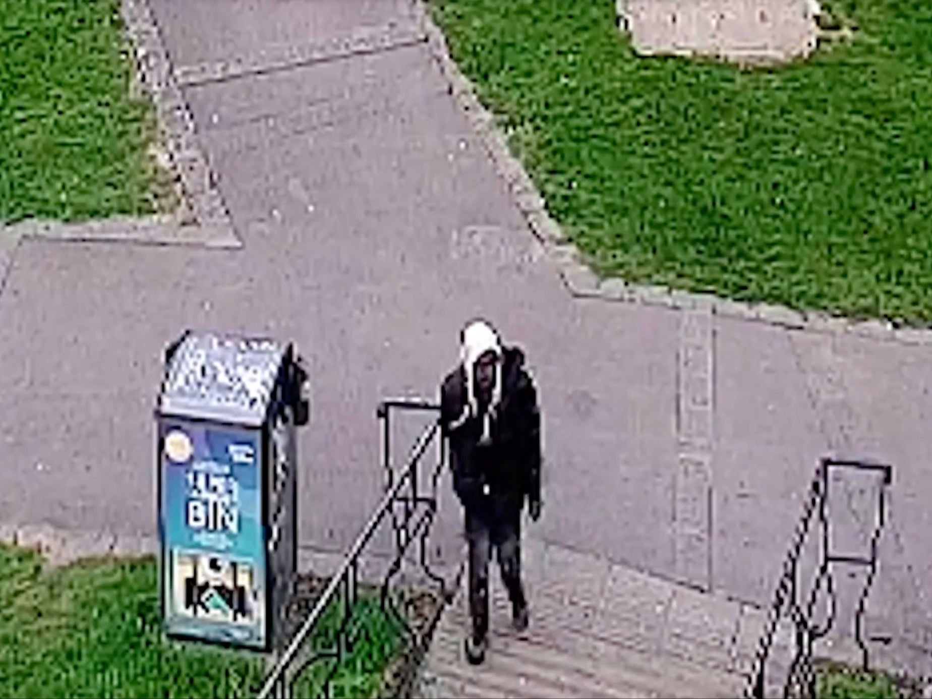 CCTV showing the man walking away from St Peter’s Church