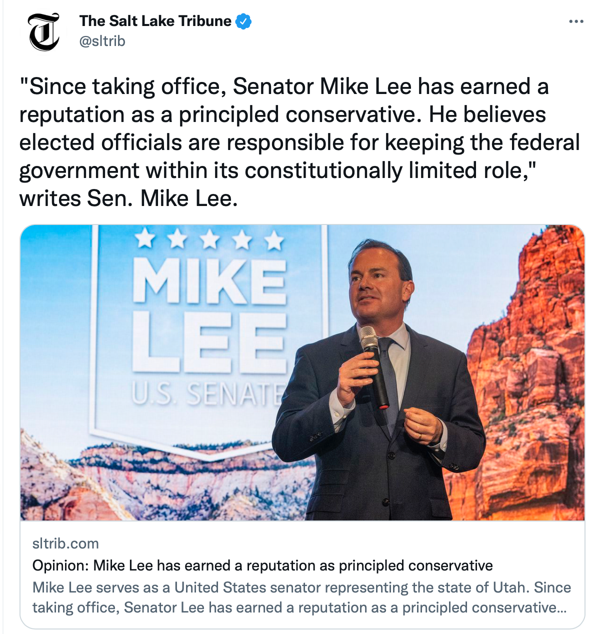 Mike Lee writes that Mike Lee is a ‘principled conservative’