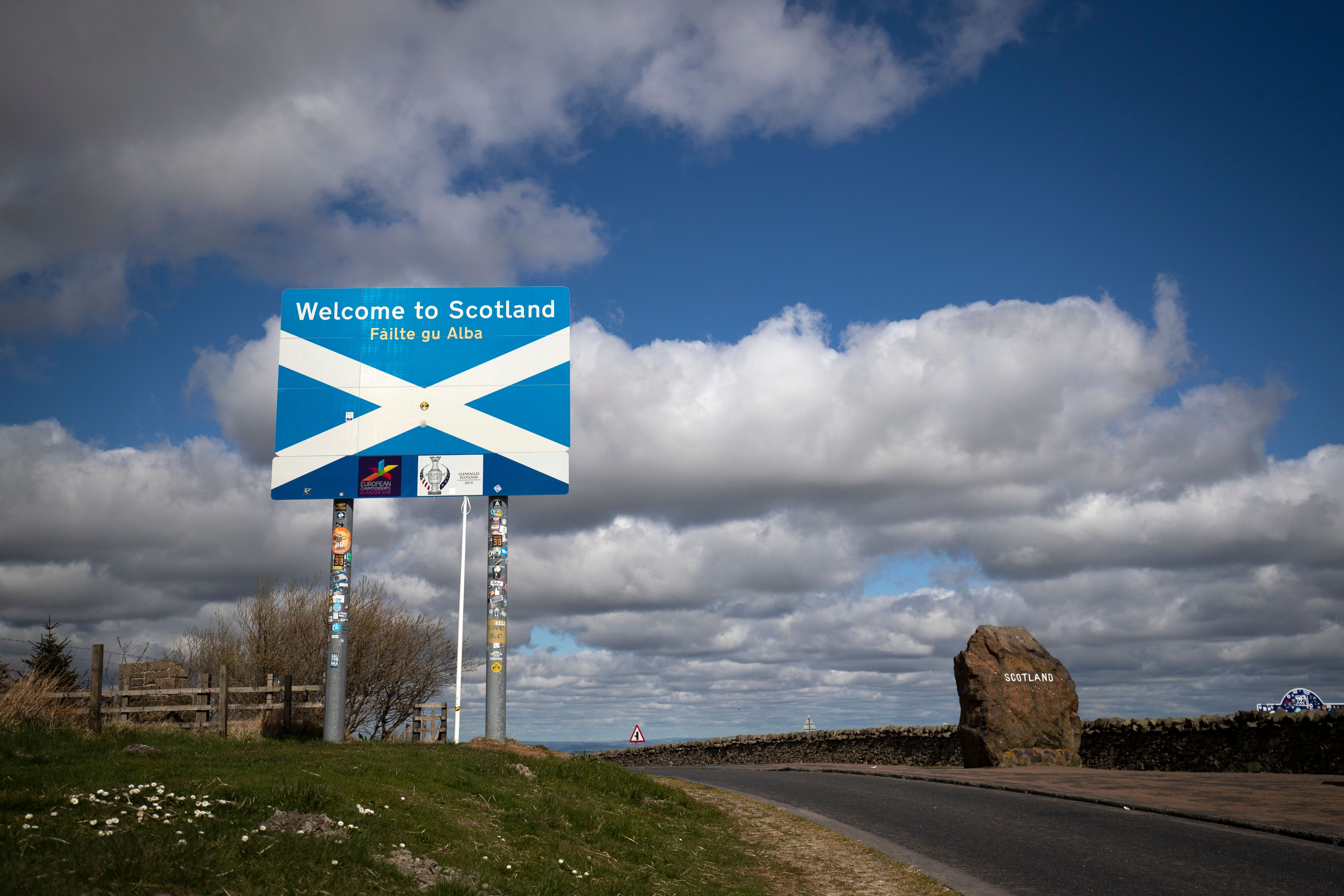 The Scotland-England border on the A68 near Jedburgh (Jane Barlow/PA)