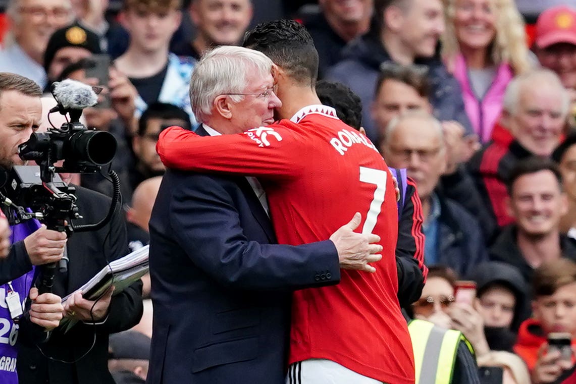 Sir Alex Ferguson and Cristiano Ronaldo (Martin Rickett/PA)