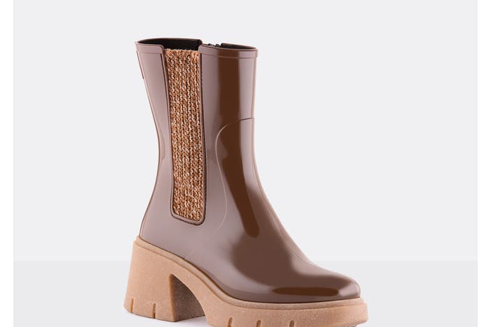 Lemon Jelly vegan mid calf dark brown boots with heel