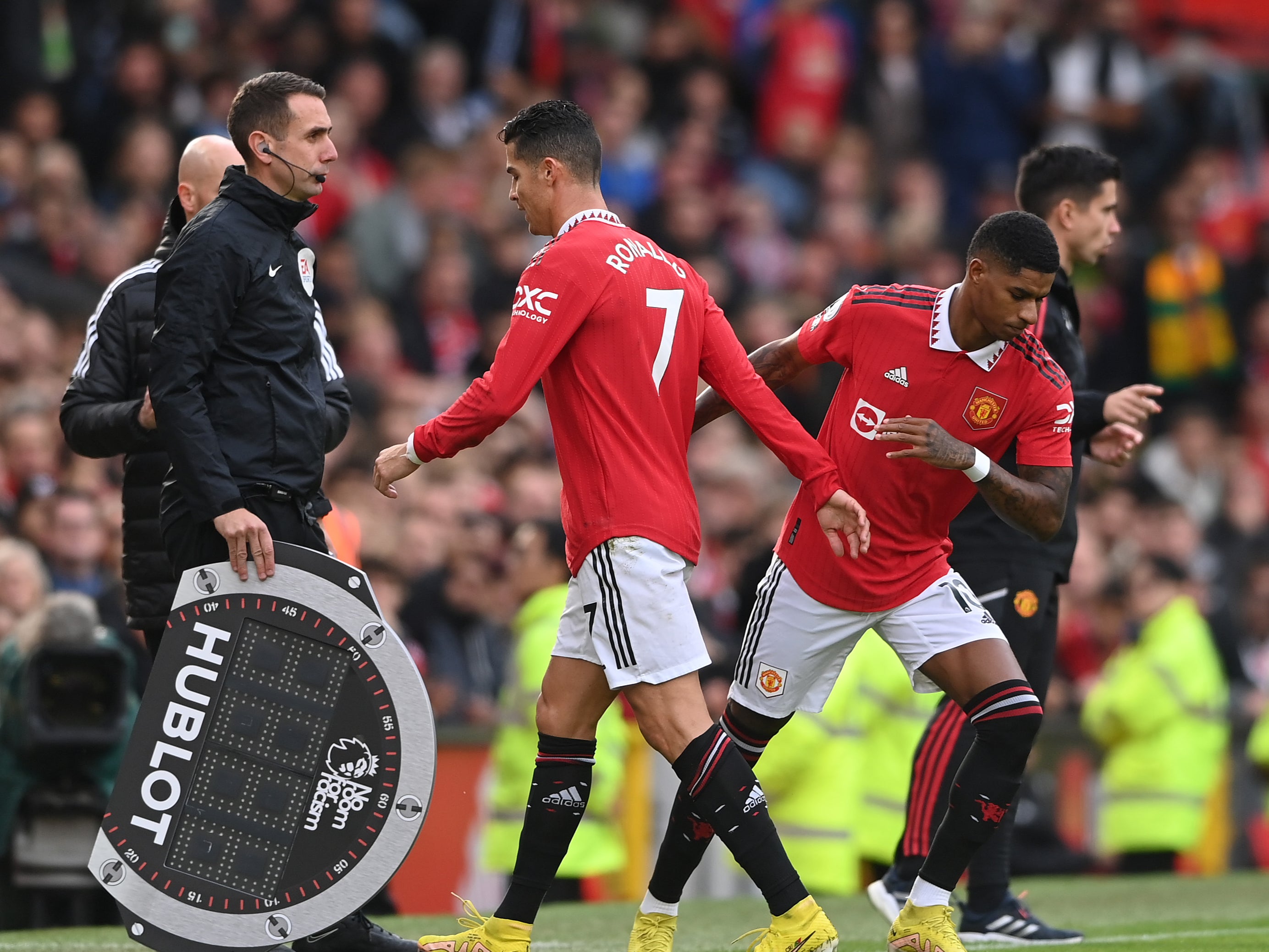 Manchester United forward Cristiano Ronaldo was substituted during the draw with Newcastle