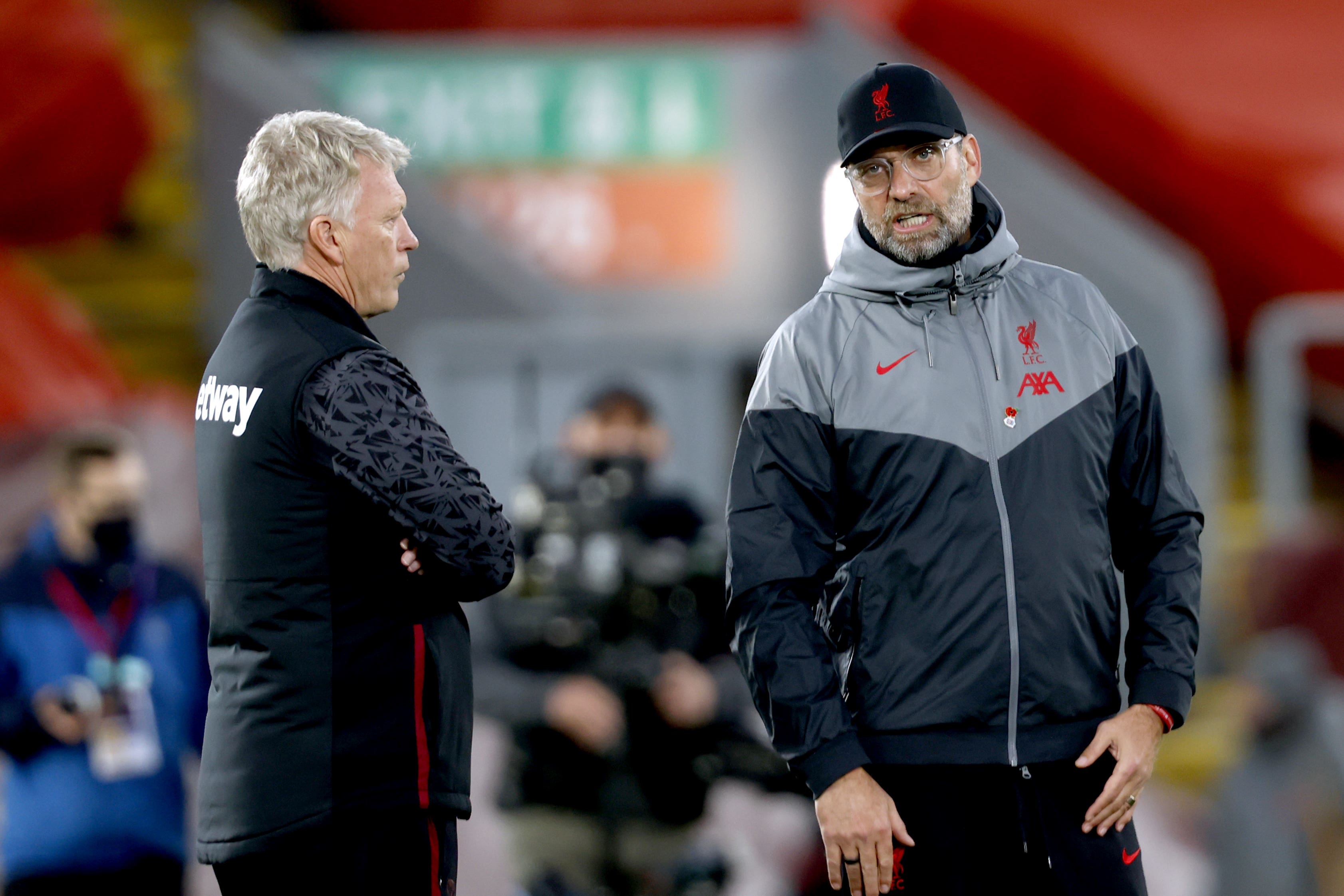 West Ham United manager David Moyes (left) defended the recent actions of Jurgen Klopp (Clive Brunskill/PA)