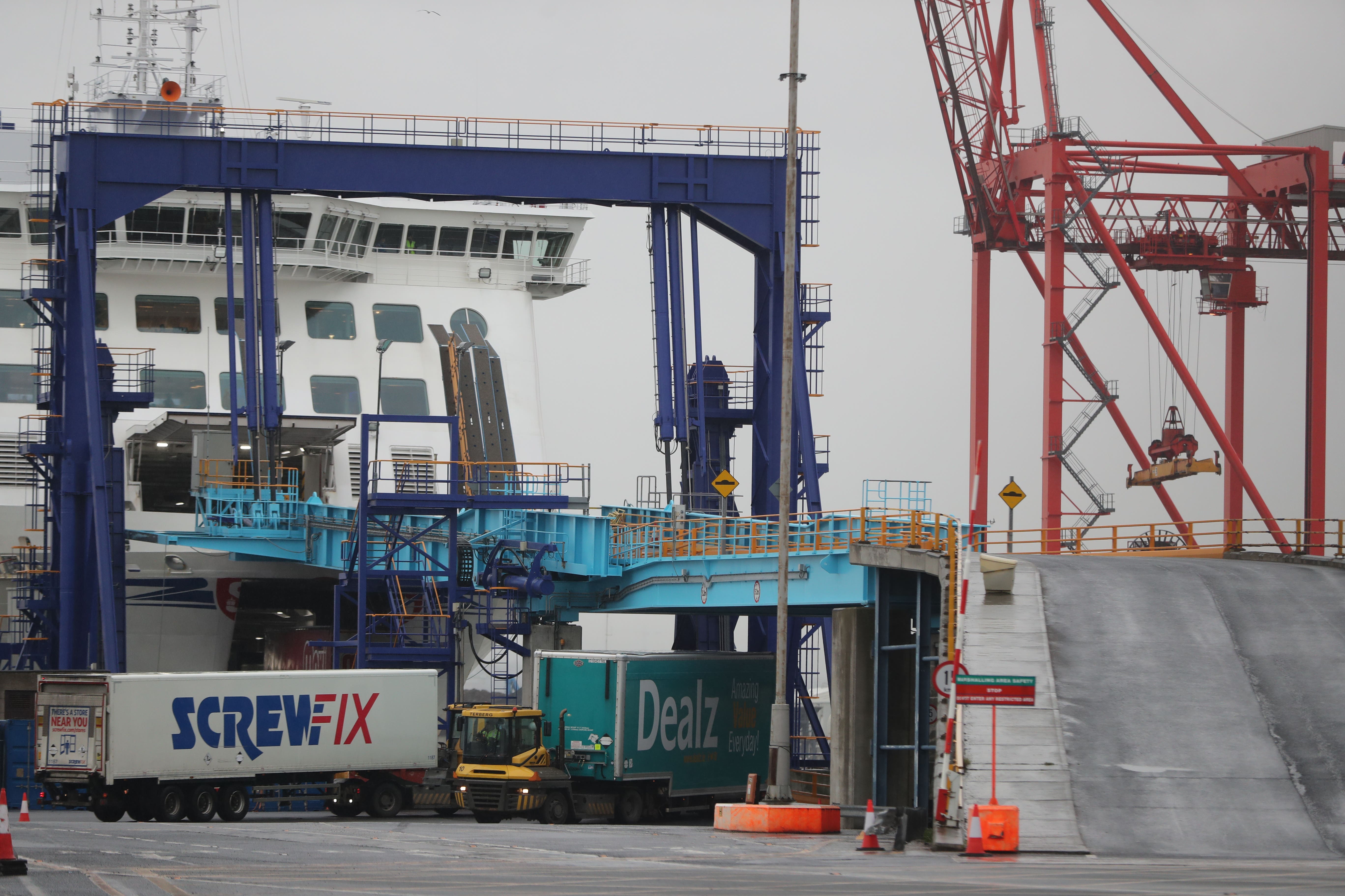 Trucks at Dublin port as the Brexit transition period ends and new Irish Sea trading arrangements come into operation (Niall Carson/PA)