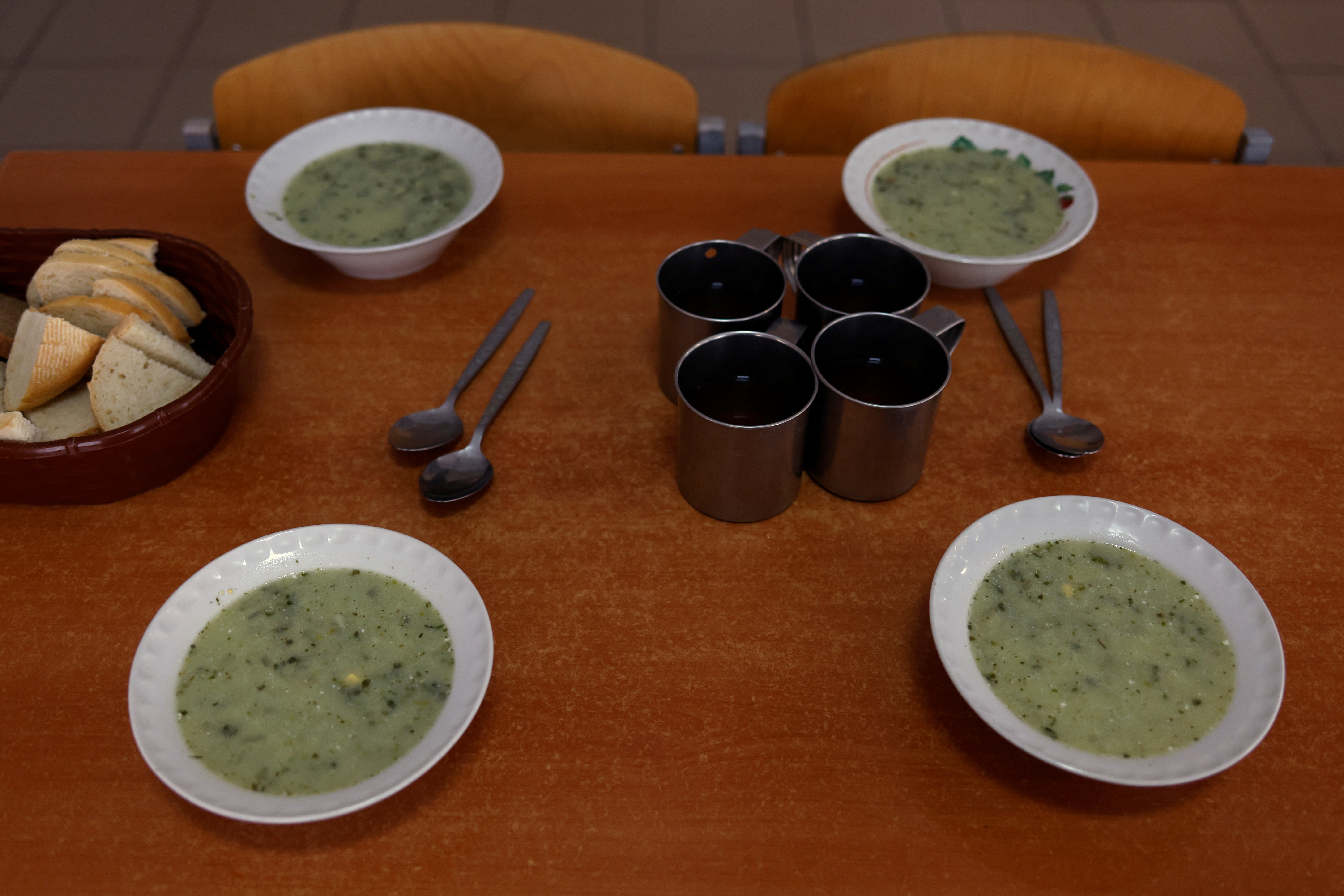 Soup is prepared for lunch at the Odesa orphanage