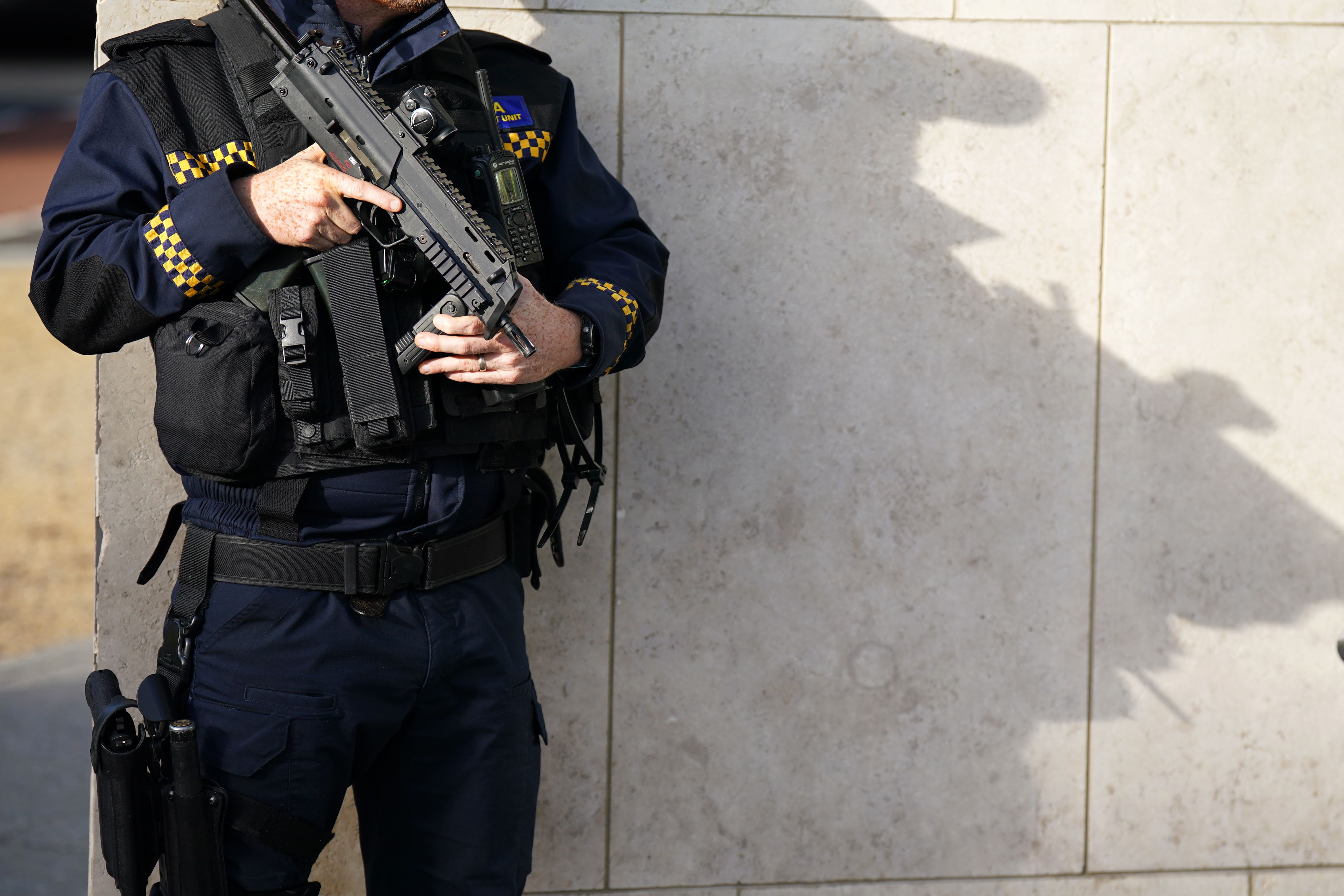 Armed police on duty outside the Special Criminal Court in Dublin for the trial of Gerry “The Monk” Hutch for the murder of David Byrne at a hotel in Dublin in 2016. Mr Byrne, 34, was killed during a crowded boxing weigh-in at the Regency Hotel in one of the early attacks of the Hutch-Kinahan gangland feud. Picture date: Tuesday October 18, 2022.