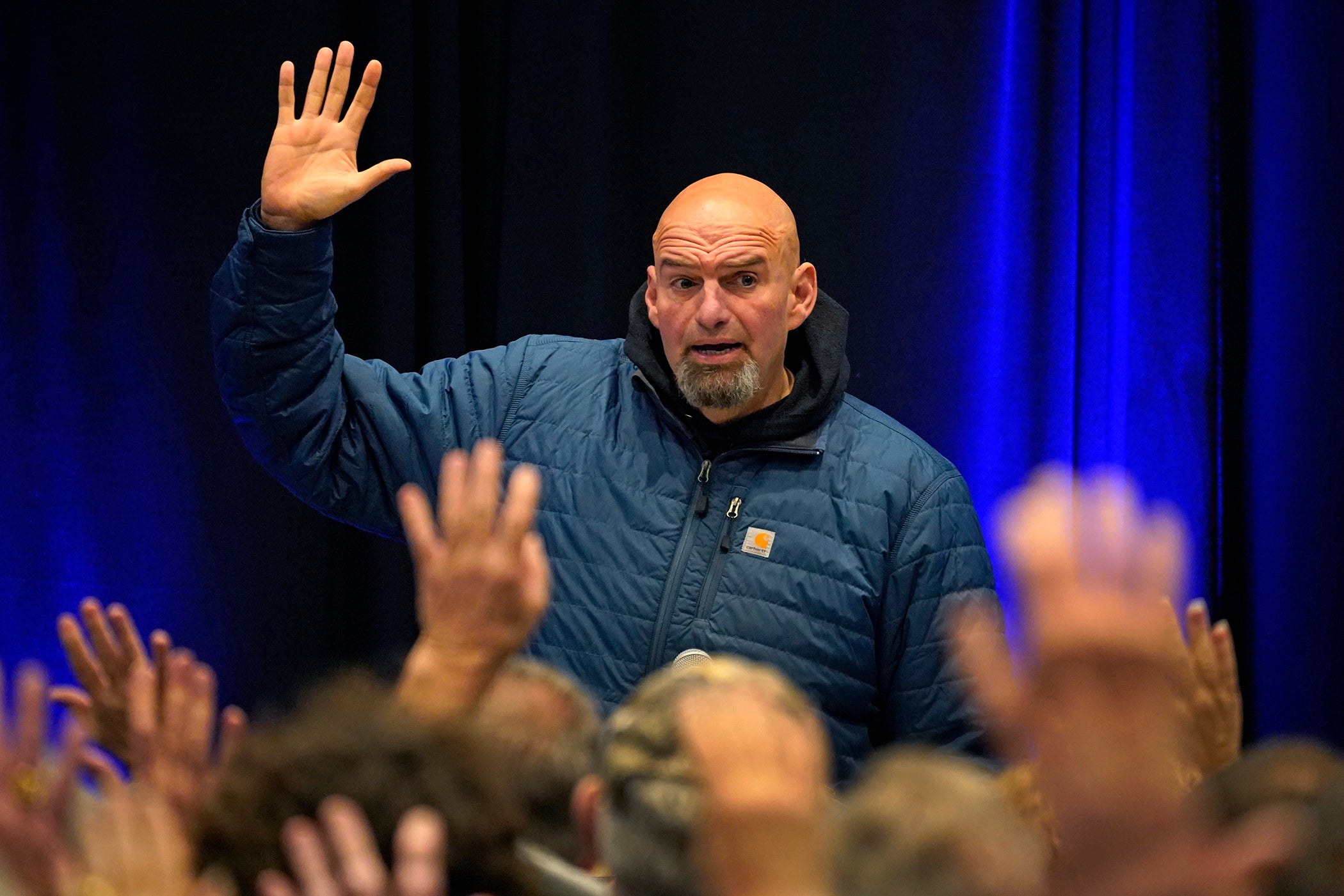 Pennsylvania Lt Gov John Fetterman, Democratic candidate for US Senate, at a campaign event on 18 October 2022