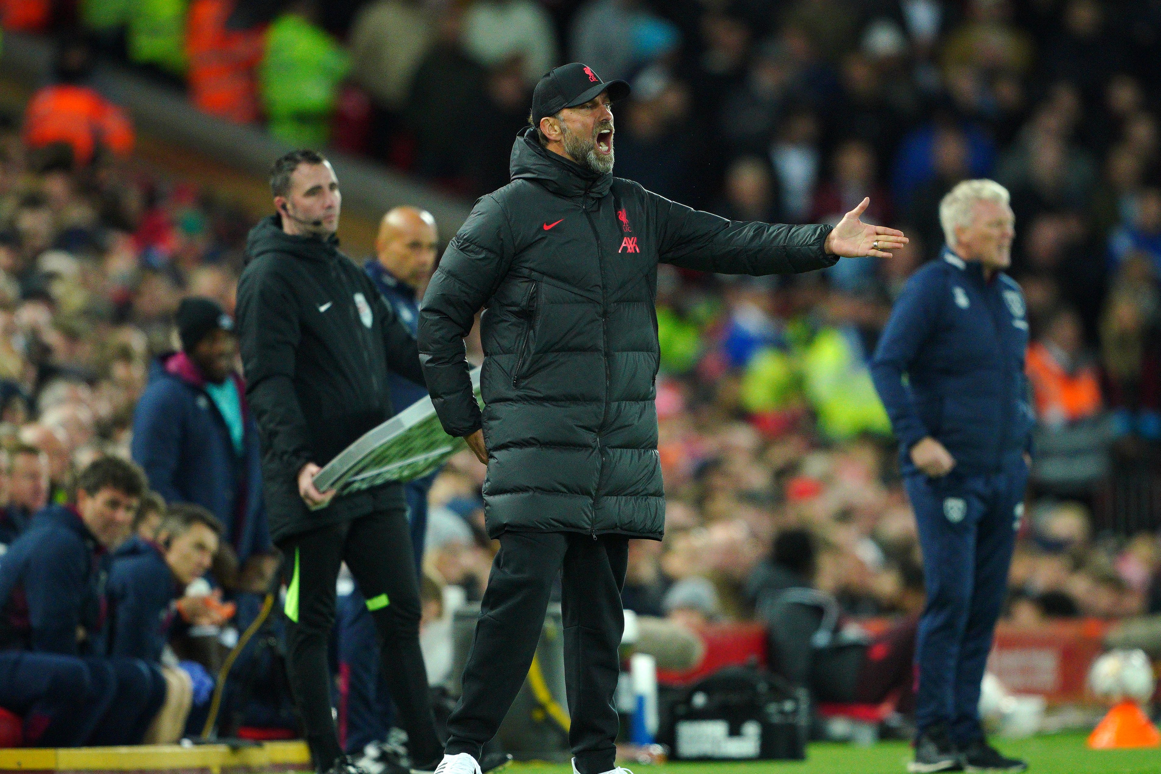 Jurgen Klopp was back on the touchline after receiving an FA charge (Peter Byrne/PA)