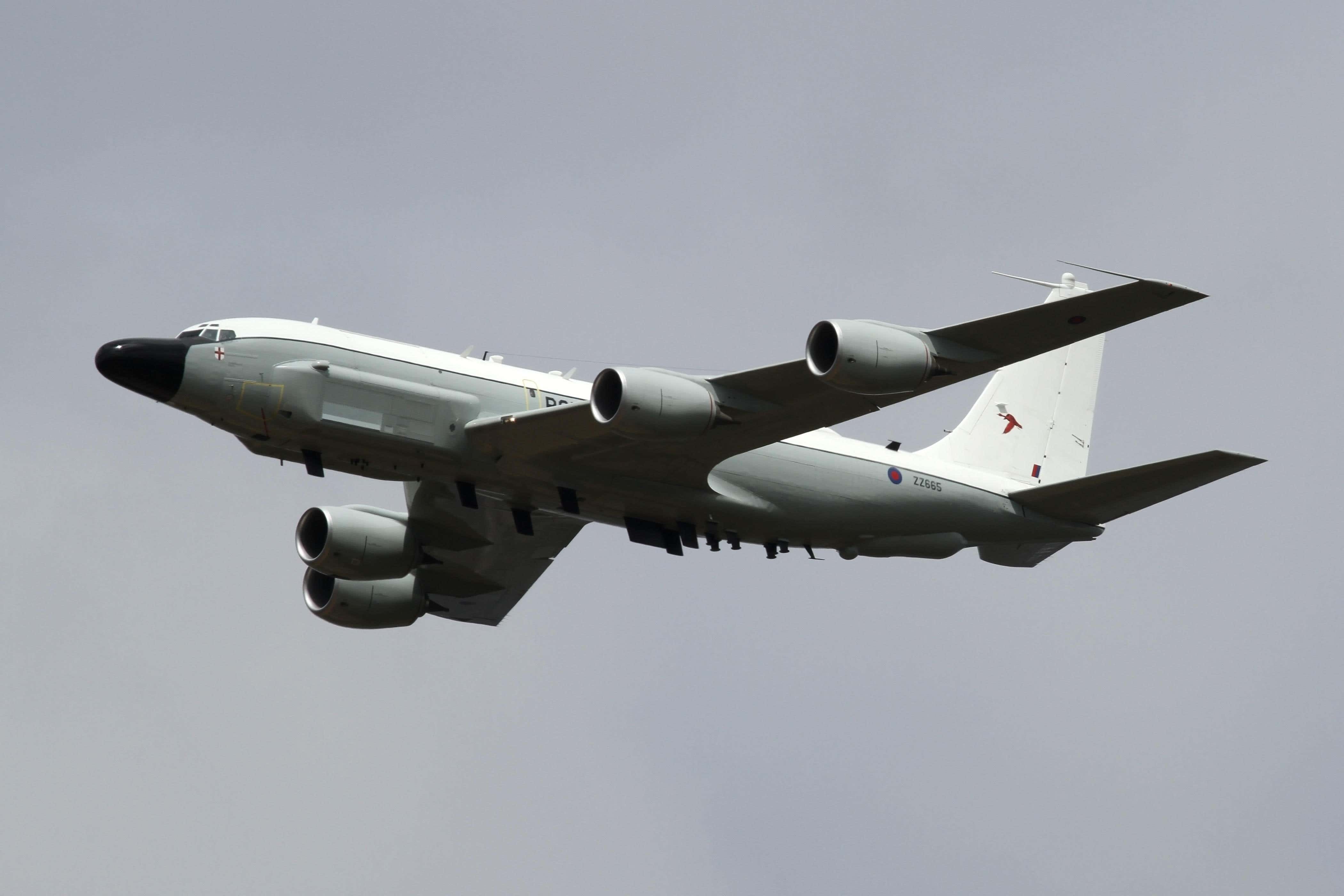 An RAF RC-135 Rivet Joint over Ipswich, Suffolk (Gary Stedman/PA)