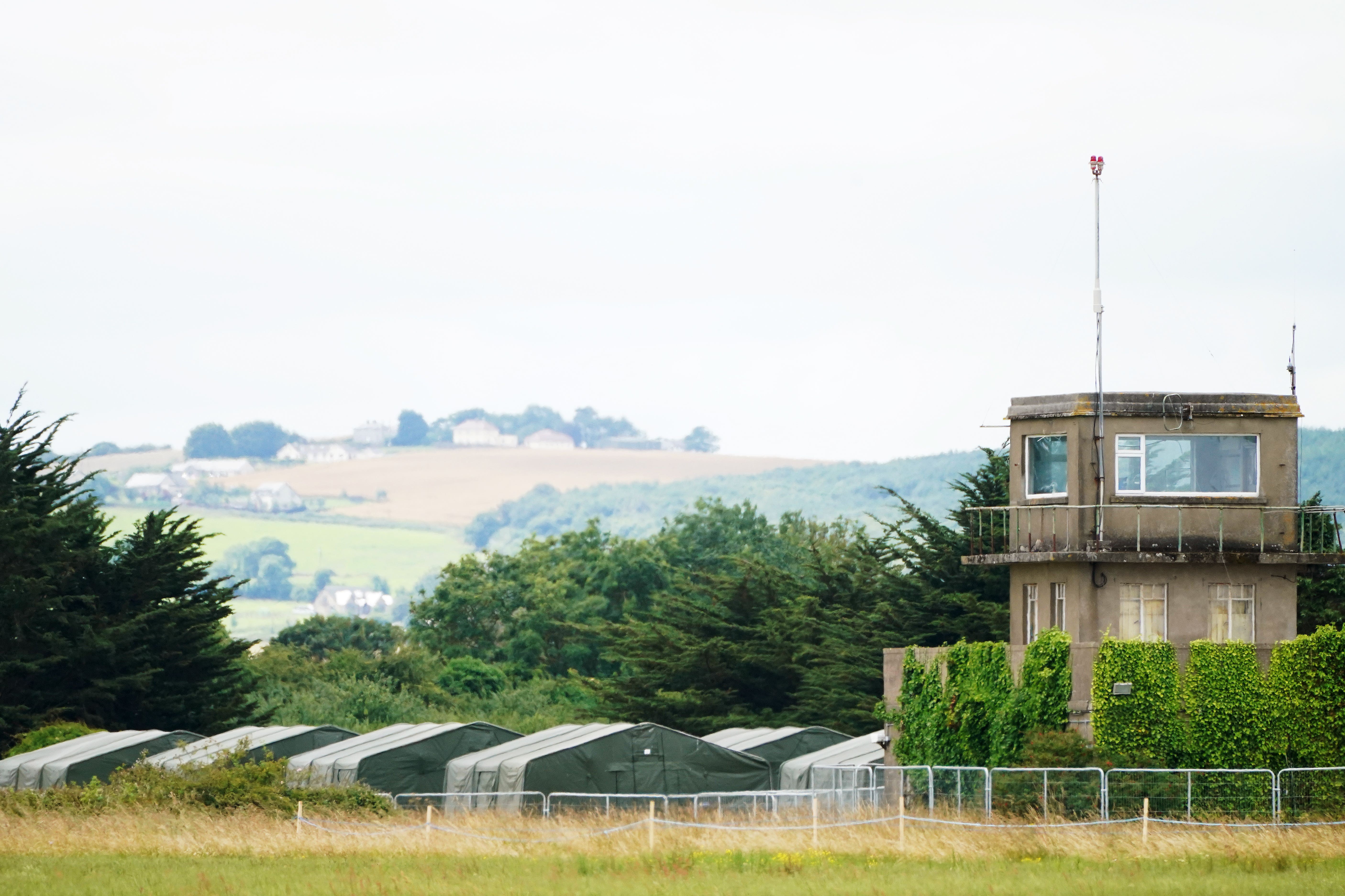 A view of tent accommodation set up at the Gormanstown Army Camp in Co Meath (PA)