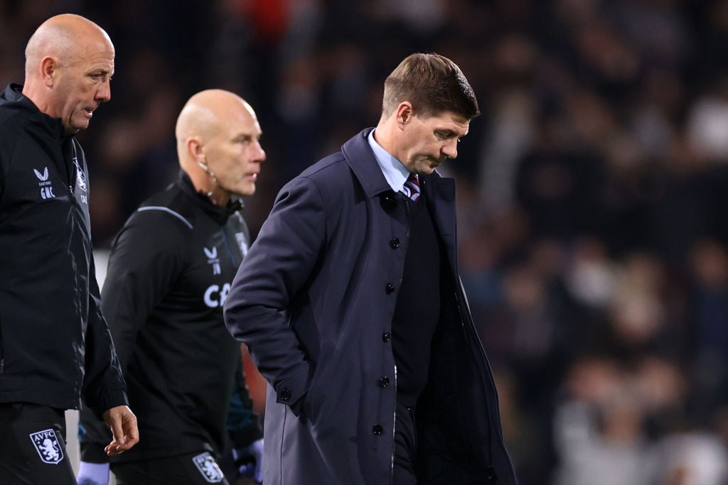 Gerrard was made to walk past the Villa fans as he left Craven Cottage