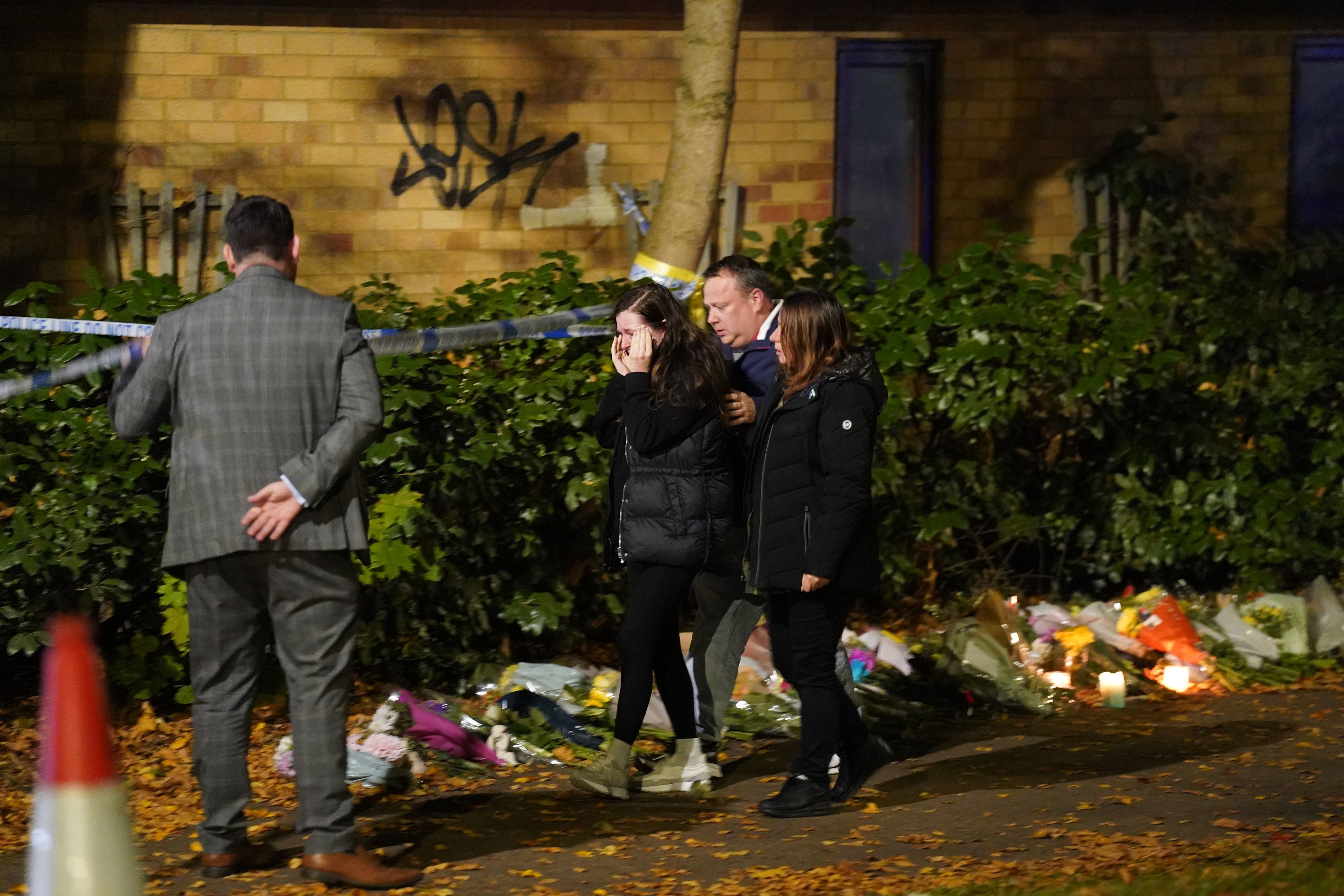 Leah’s sister Jade Croucher, father John Croucher and mother Claire Croucher arrive at a property in Loxbeare Drive