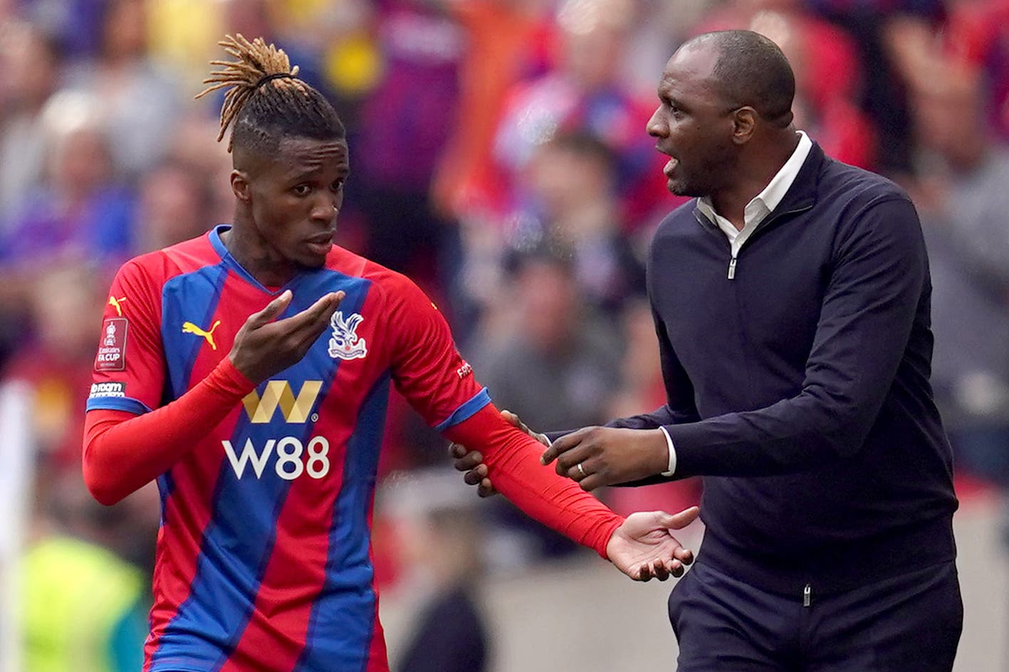 Crystal Palace forward Wilfried Zaha (left) is a key member of Patrick Vieira’s squad (Nick Potts/PA)