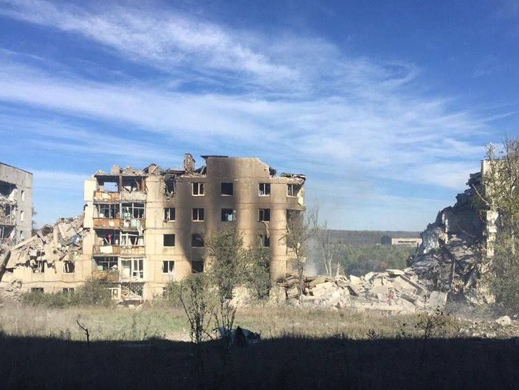 Destroyed homes in the Zabakhmutka district of Bakhmut