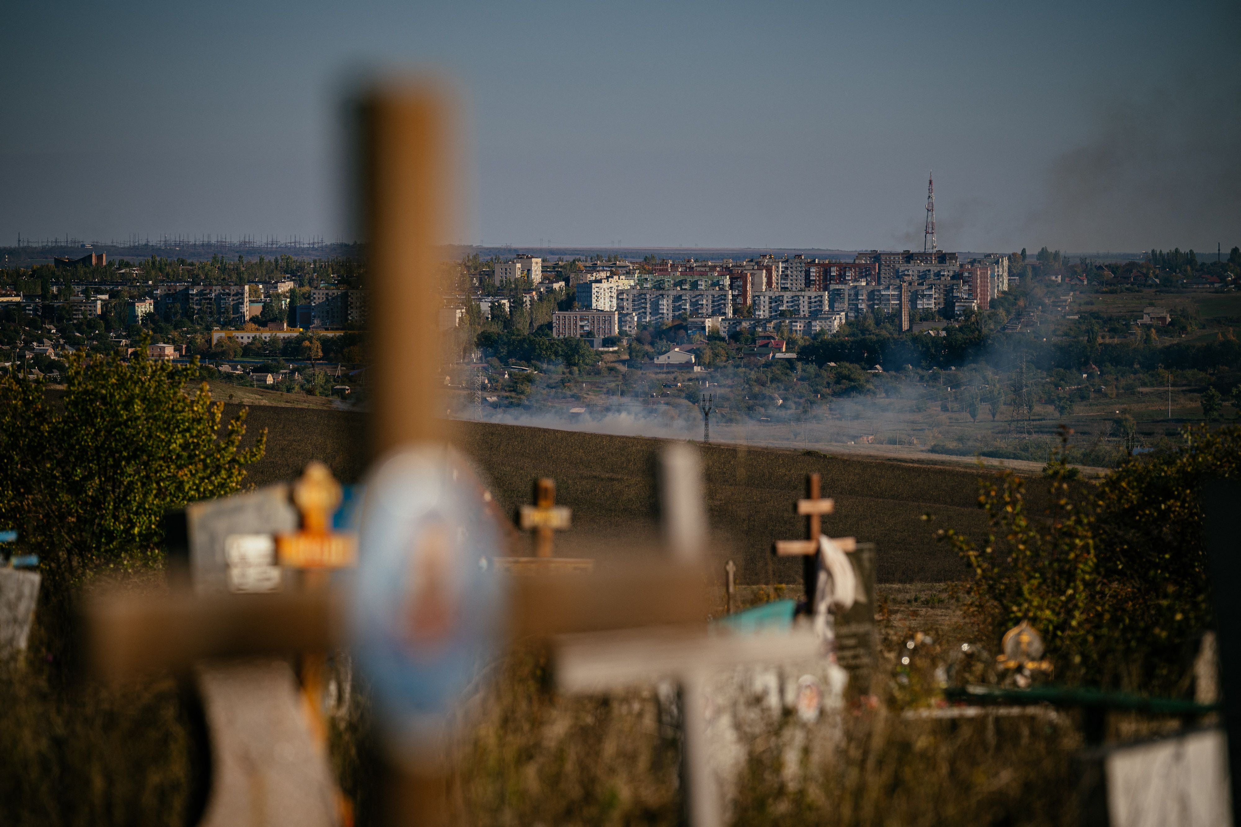 Smoke rises from near-constant Russian attacks on Bakhmut