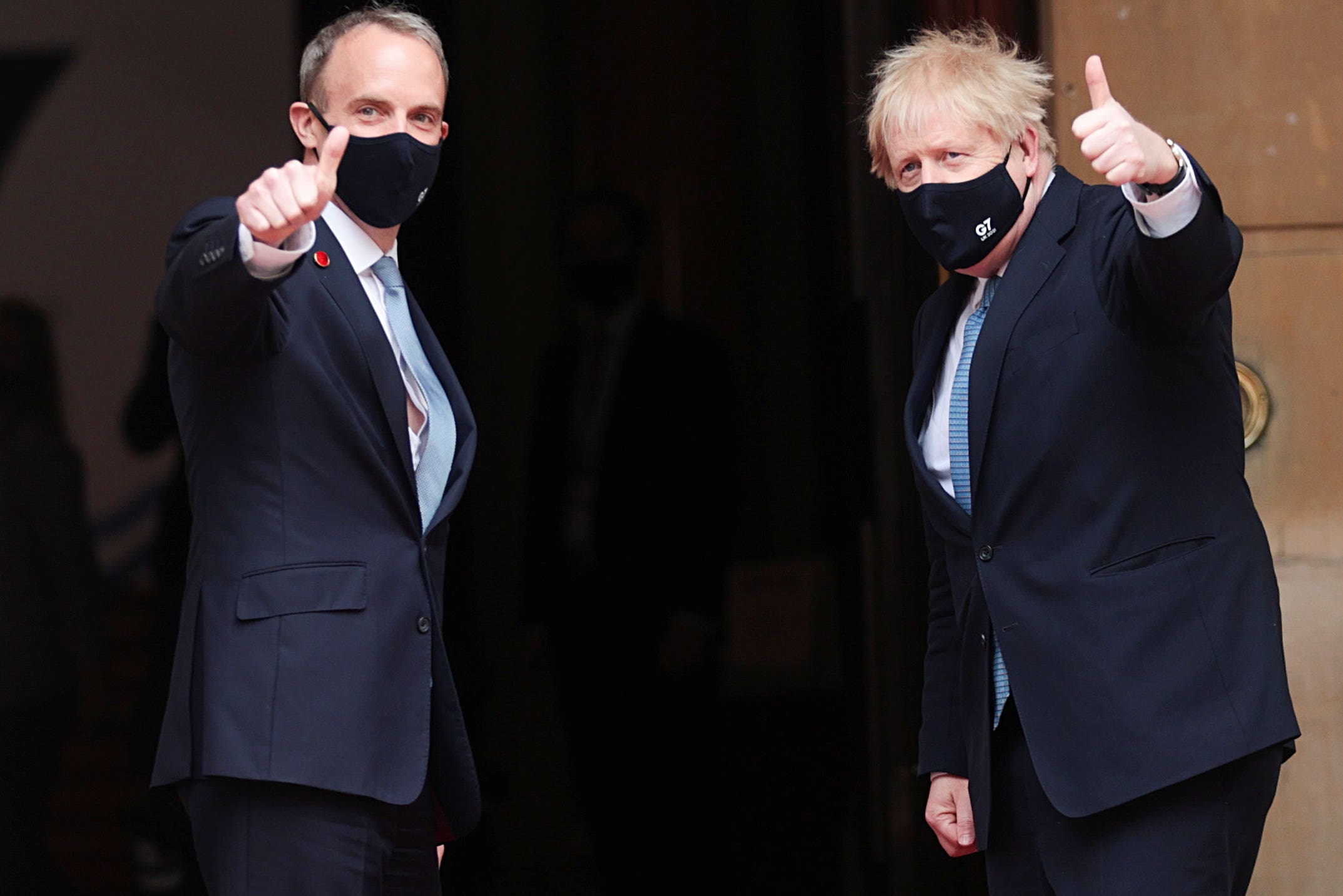 Dominic Raab and Boris Johnson (Hannah McKay/PA)