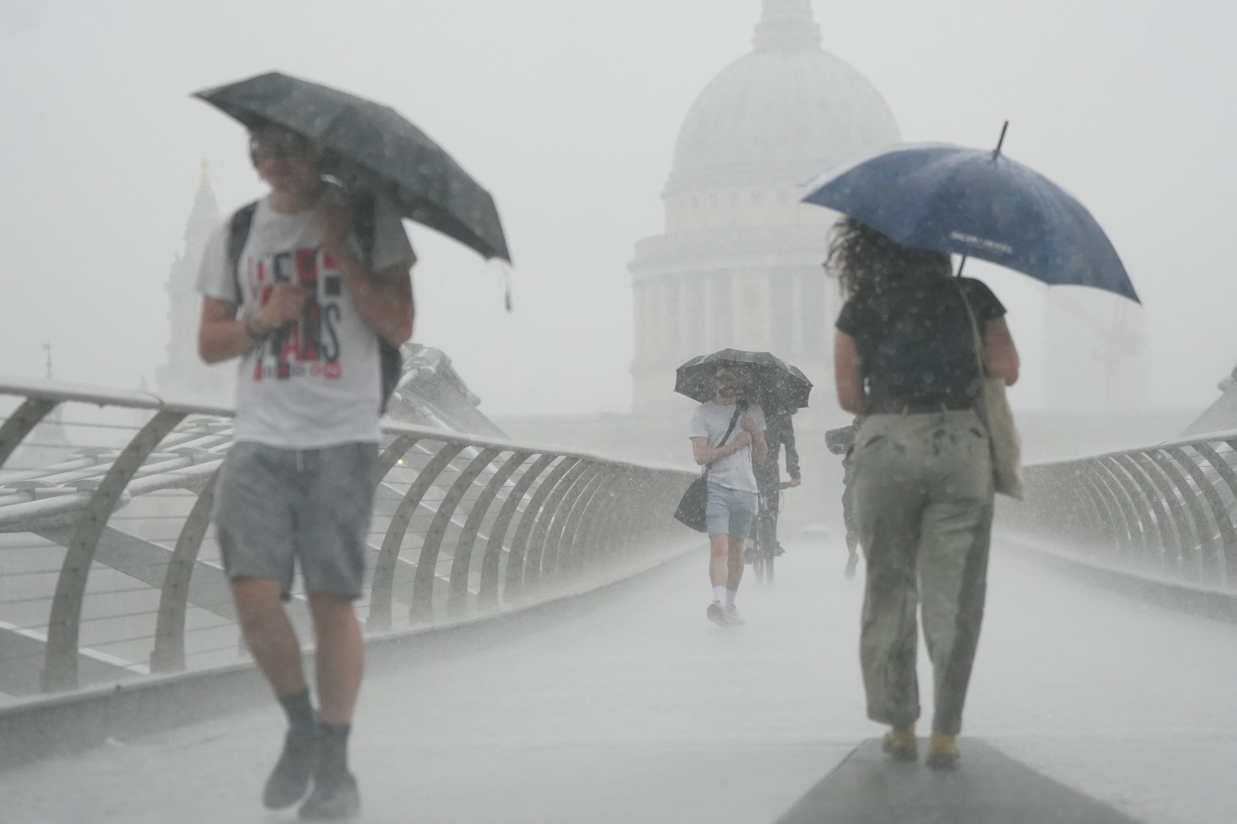 A yellow warning has been put in place for thunder for much of southern and eastern England until 2am on Monday (PA)