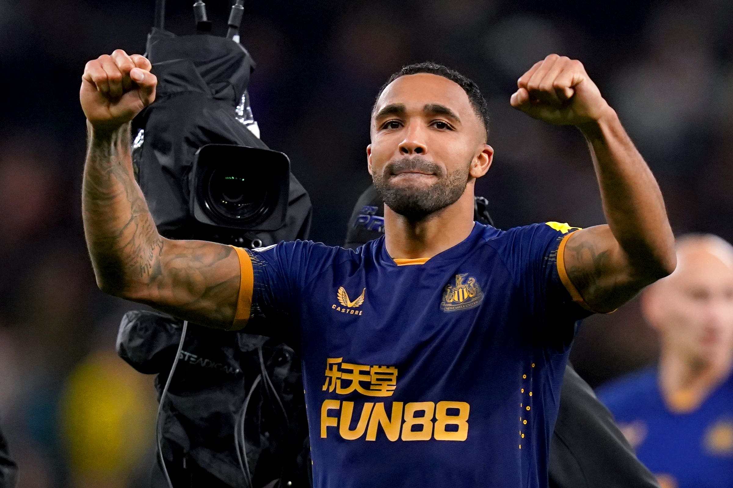 Callum Wilson celebrates after Newcastle beat Tottenham (Adam Davy/PA)