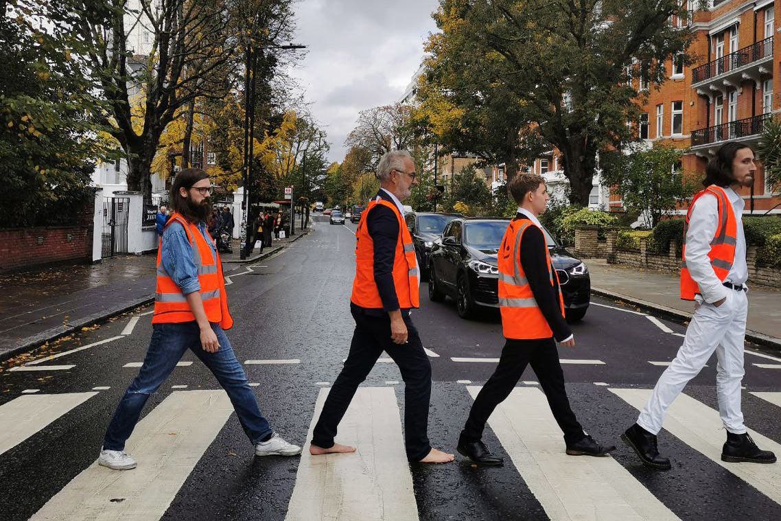 Protesters demonstrating on Abbey Road in London (Just Stop Oil/PA)