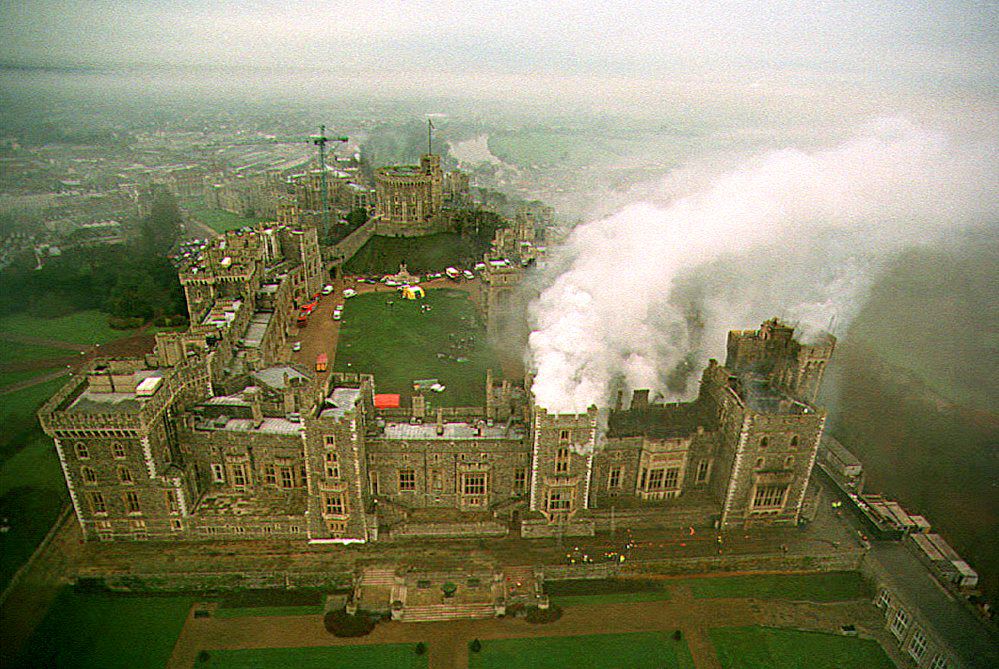 The Windsor fire on 21 November 1992, the morning after it started