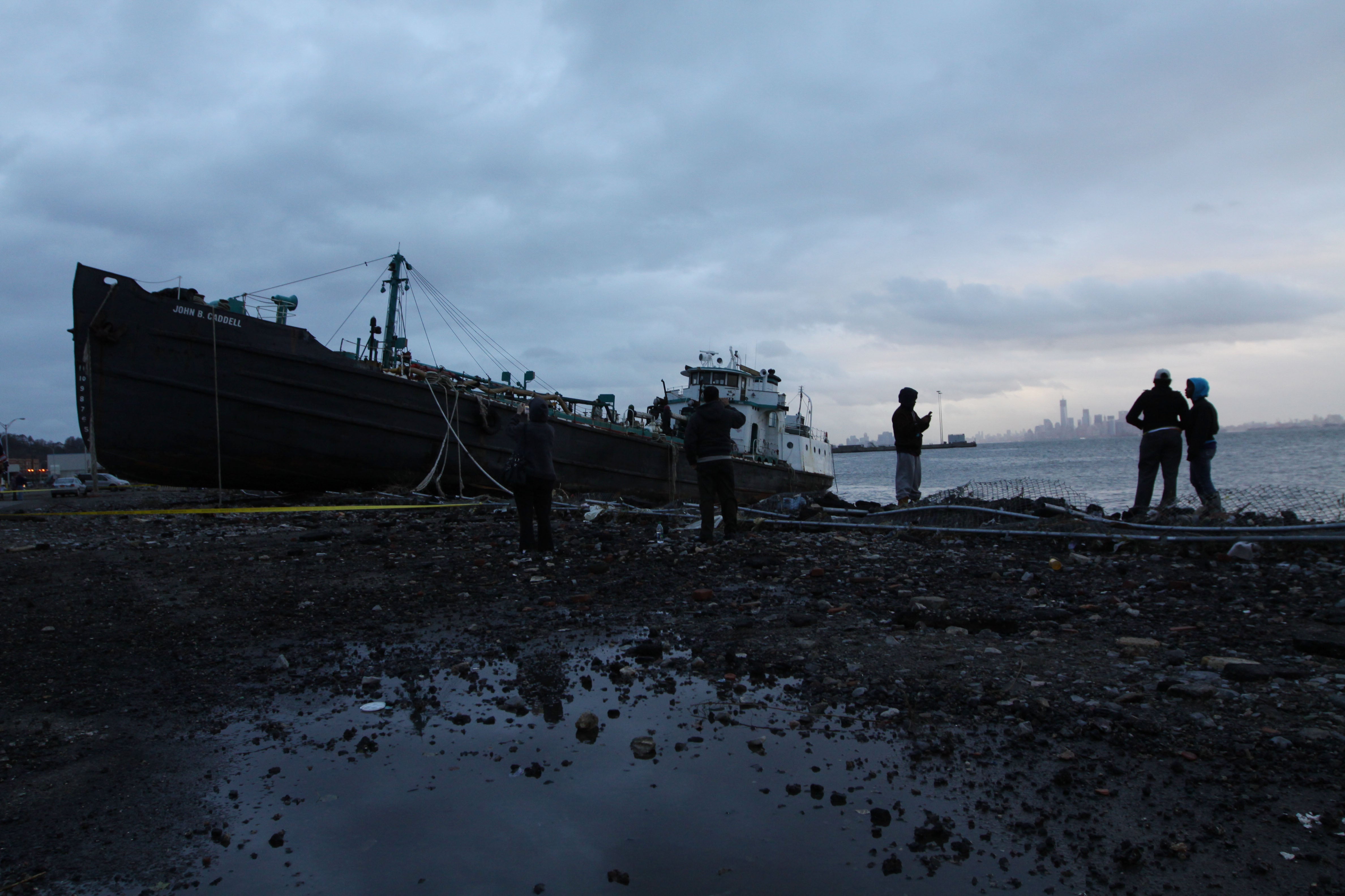 The John B. Caddell, a 700-ton tanker that washed up on the shore of Staten Island