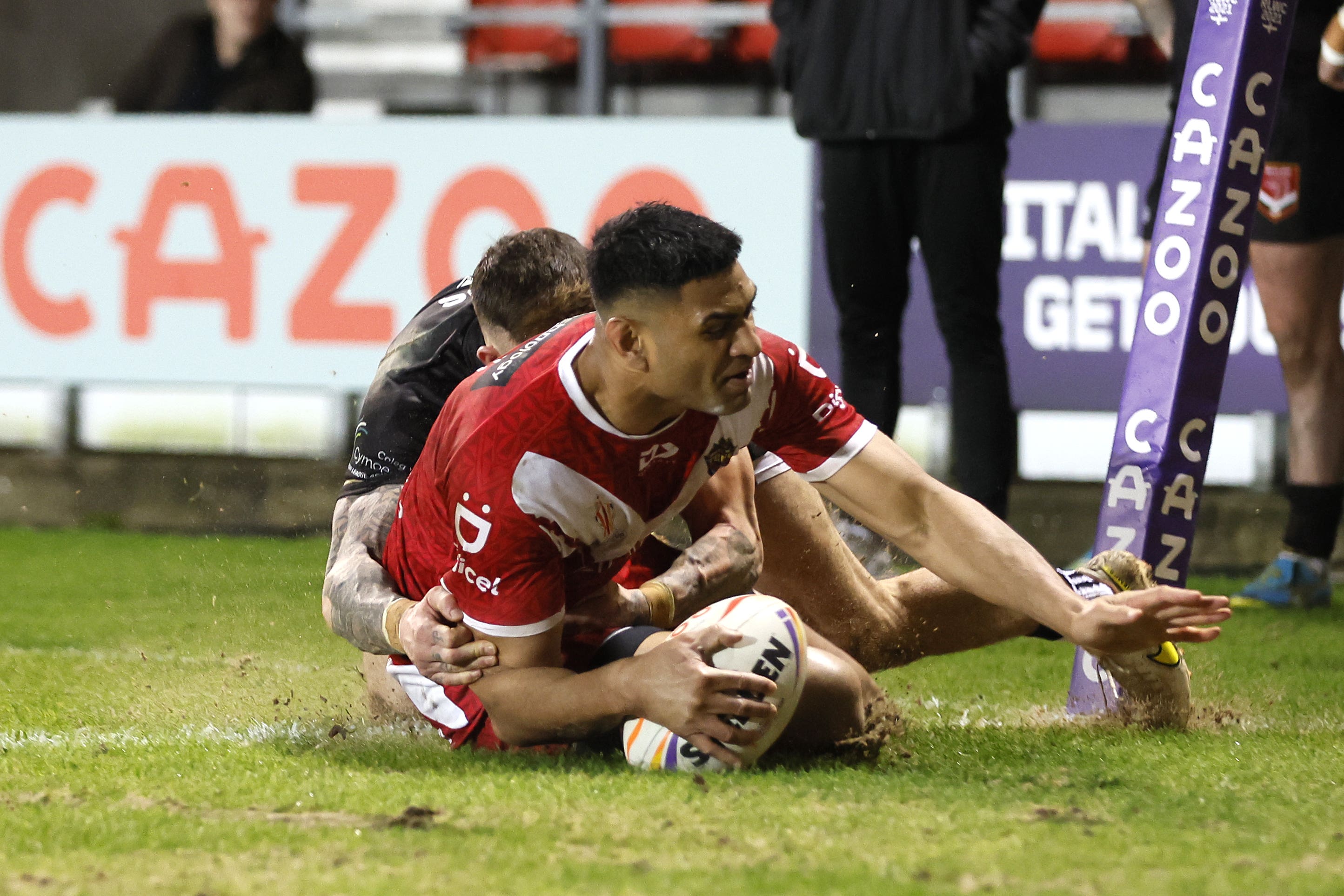 Tonga’s Daniel Tupou scored a hat-trick (Richard Sellers/PA)