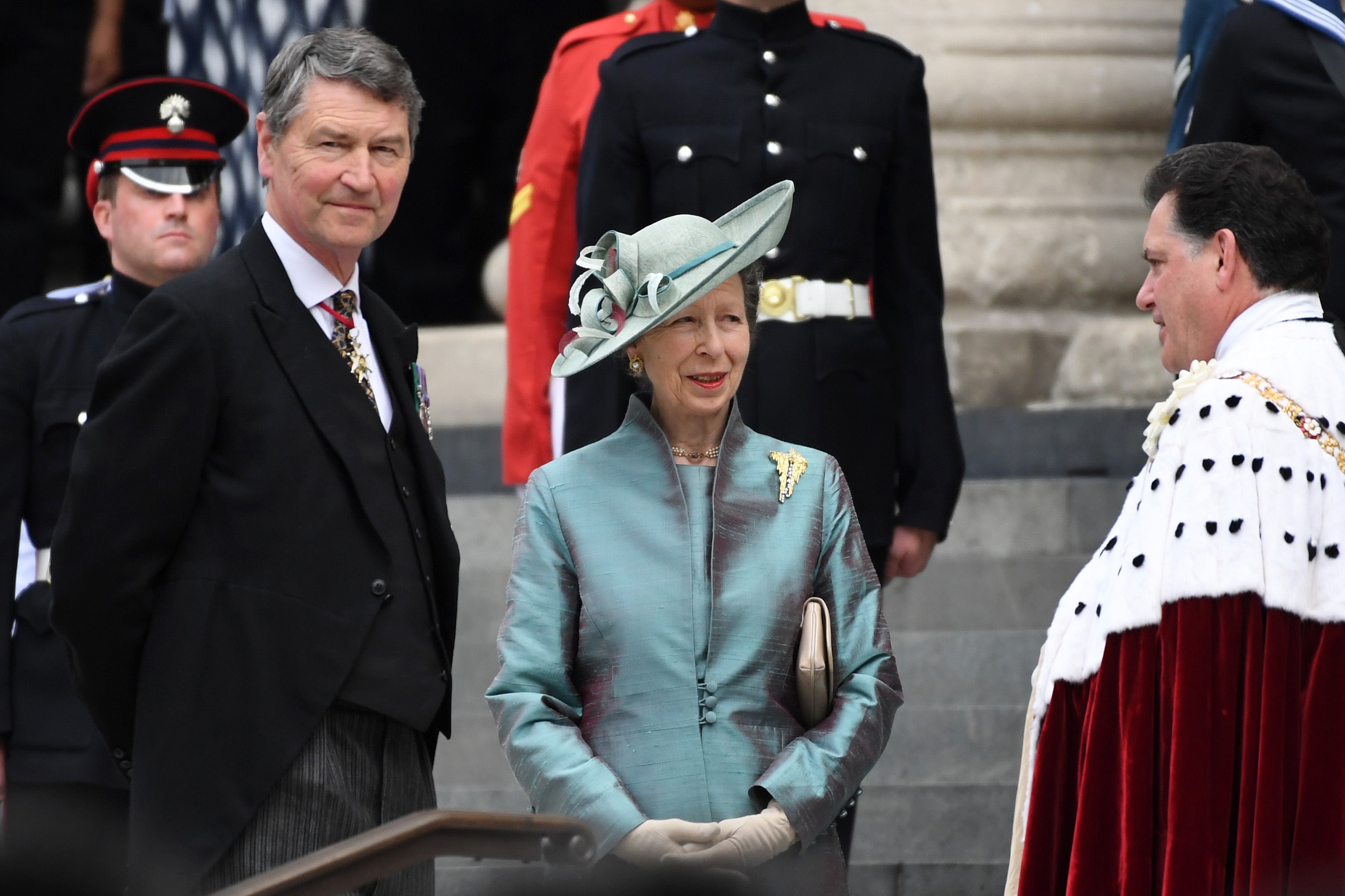 Timothy Laurence and Princess Anne arrive at the National Service of Thanksgiving at St Paul's Cathedral on 3 June 2022