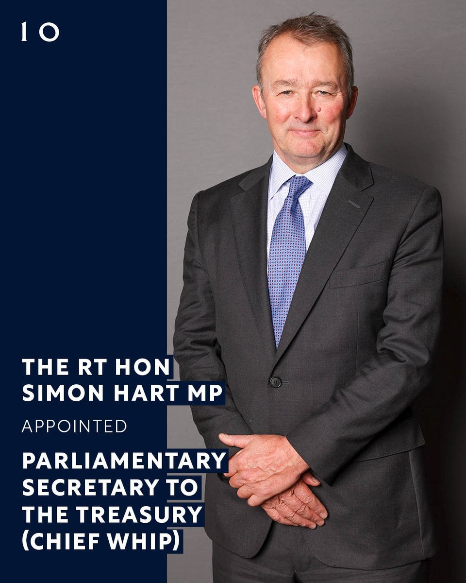 Simon Hart has been appointed as the new Chief Whip in Rishi Sunak’s government