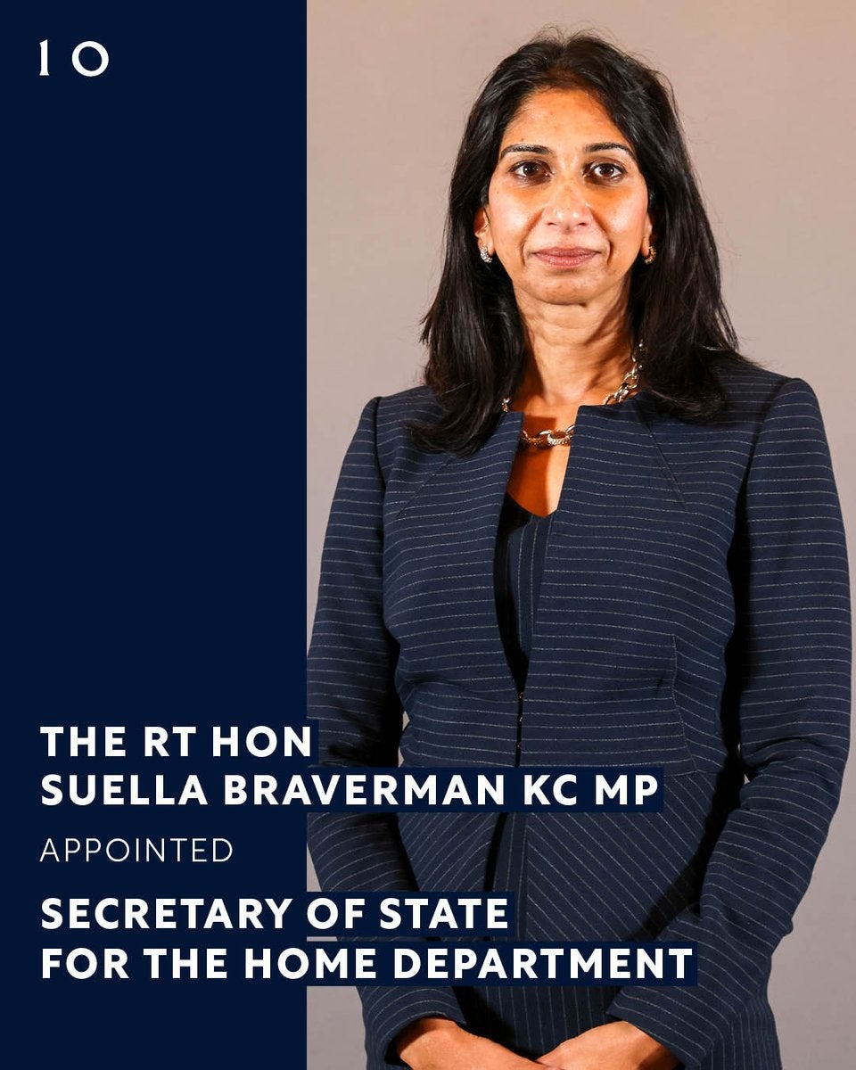 Suella Braverman has been re-appointed as home secretary