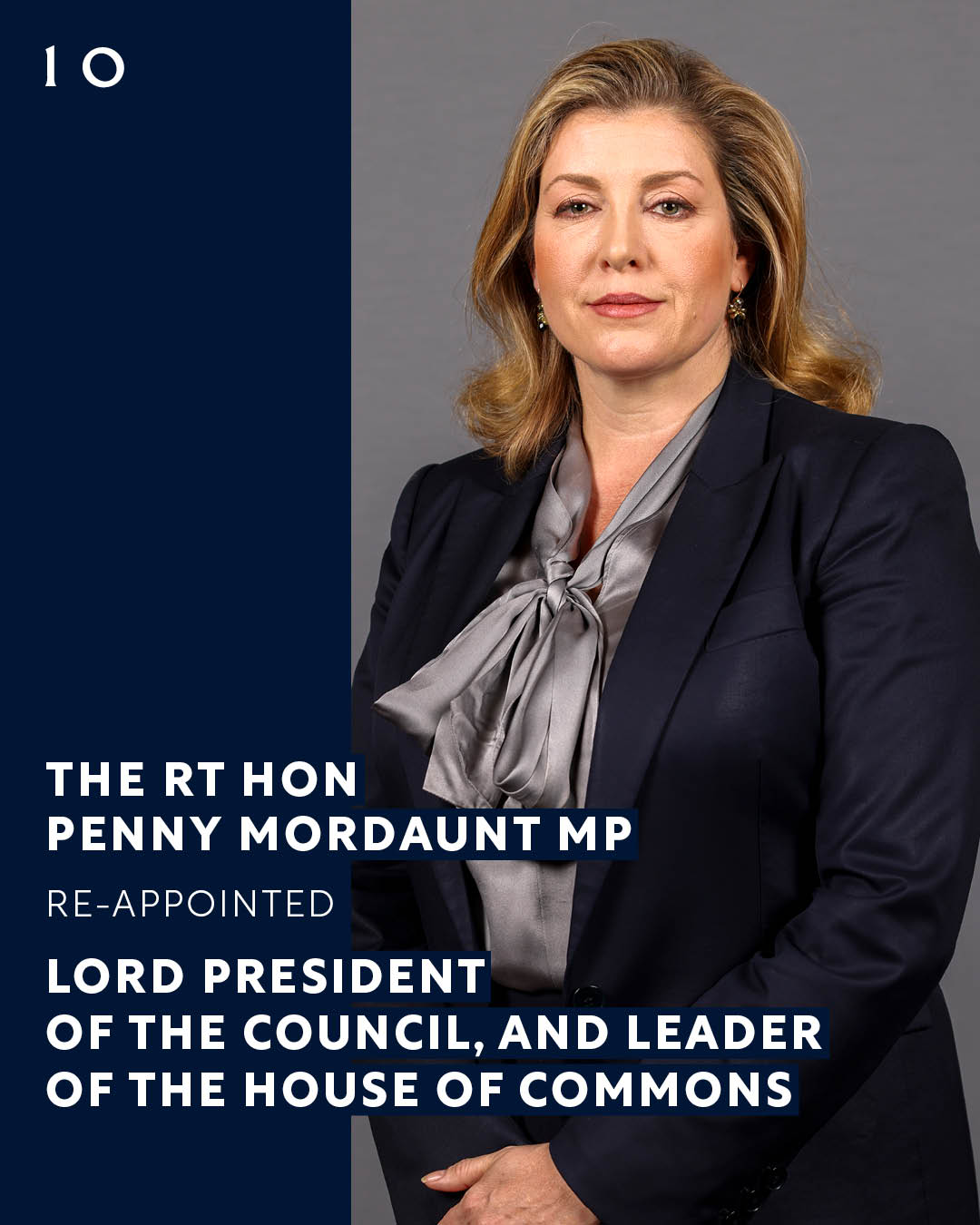 Penny Mordaunt has been re-appointed as Lord President of the Council, and Leader of the House of Commons