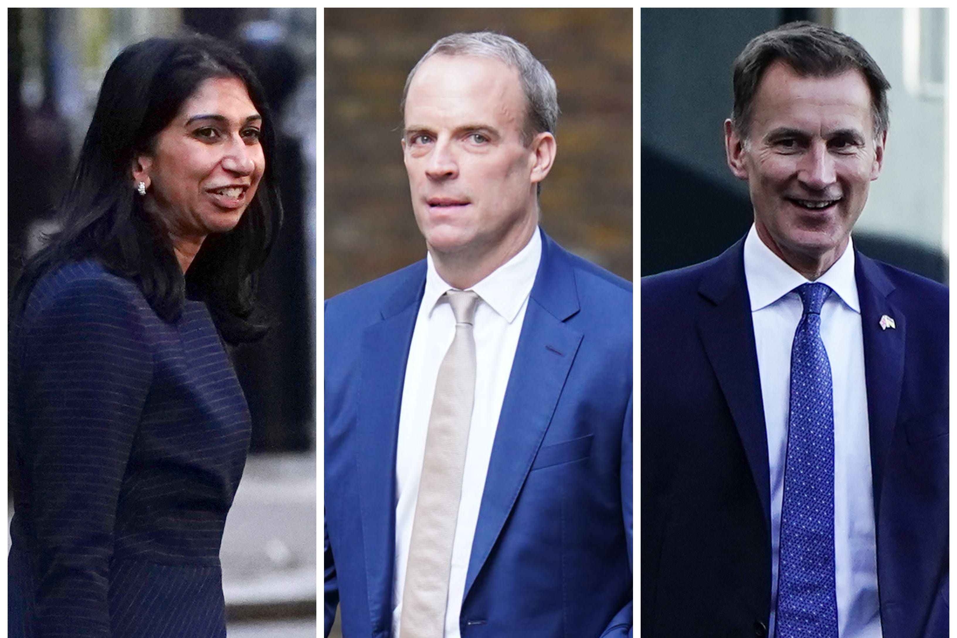 Suella Braverman, Dominic Raab and Jeremy Hunt (Victoria Jones/James Manning/Aaron Chown/PA)