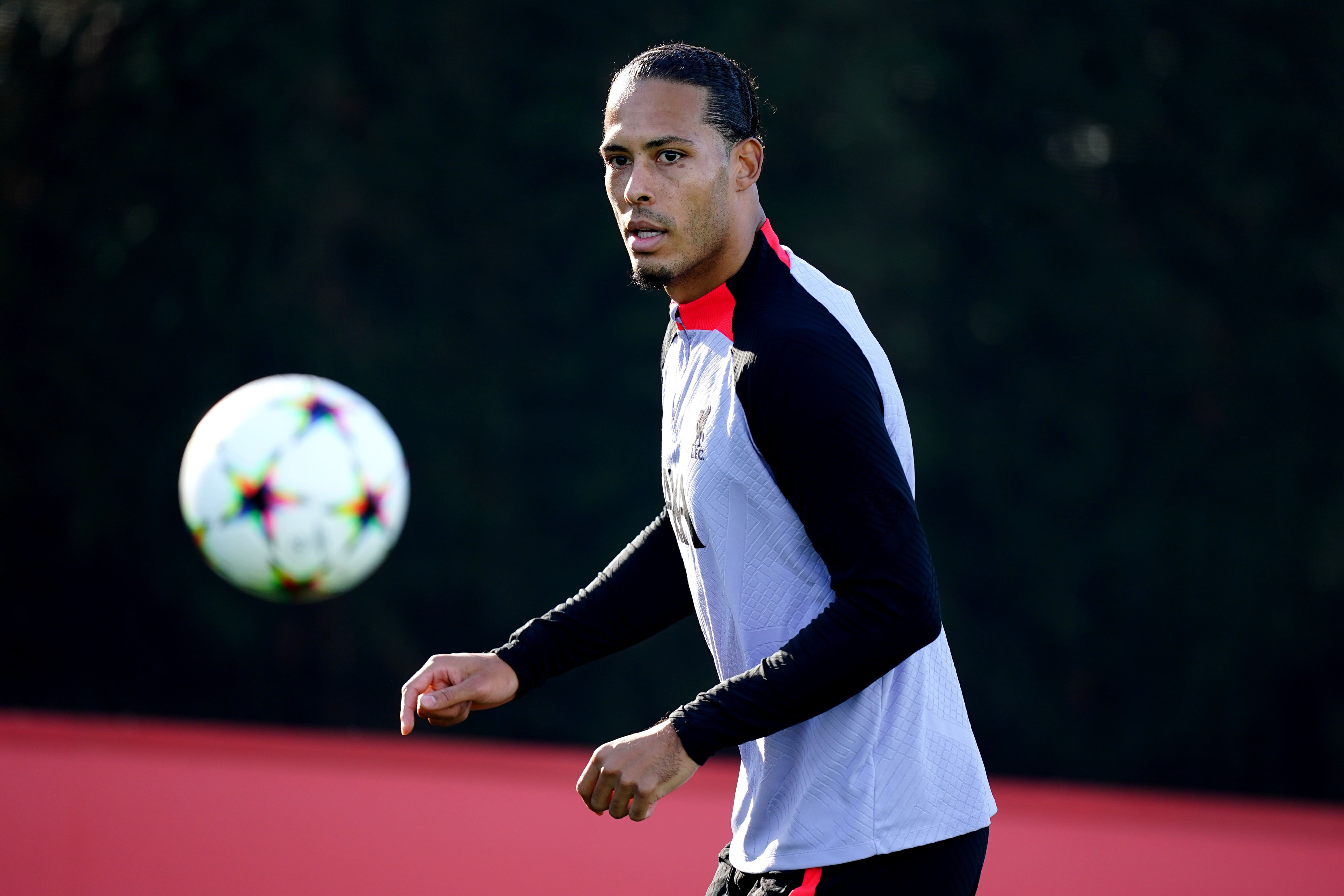 Virgil van Dijk trains ahead of Liverpool’s match at Ajax (Mike Egerton/PA).