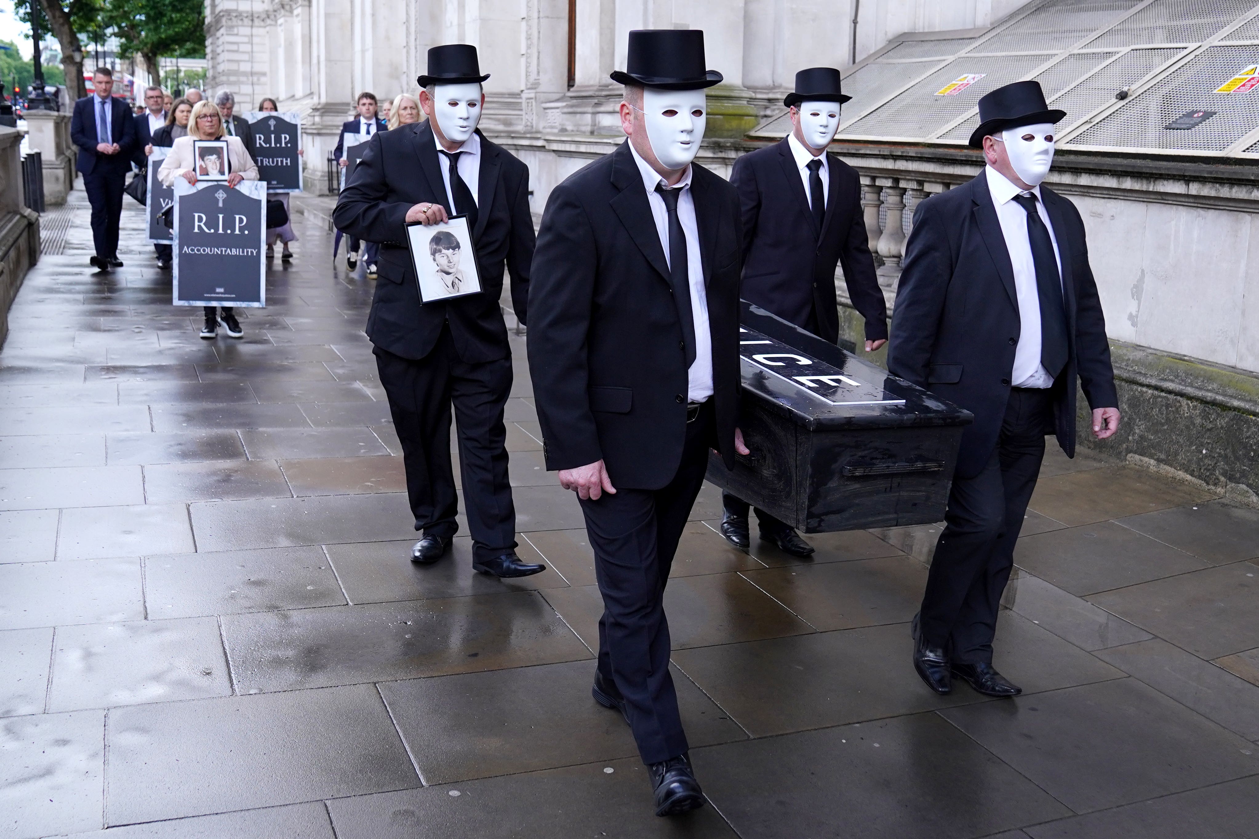 A number of protests have been held at Westminster and in Northern Ireland by relatives of Troubles victims in opposition to Government legacy proposals (Stefan Rousseau/PA)