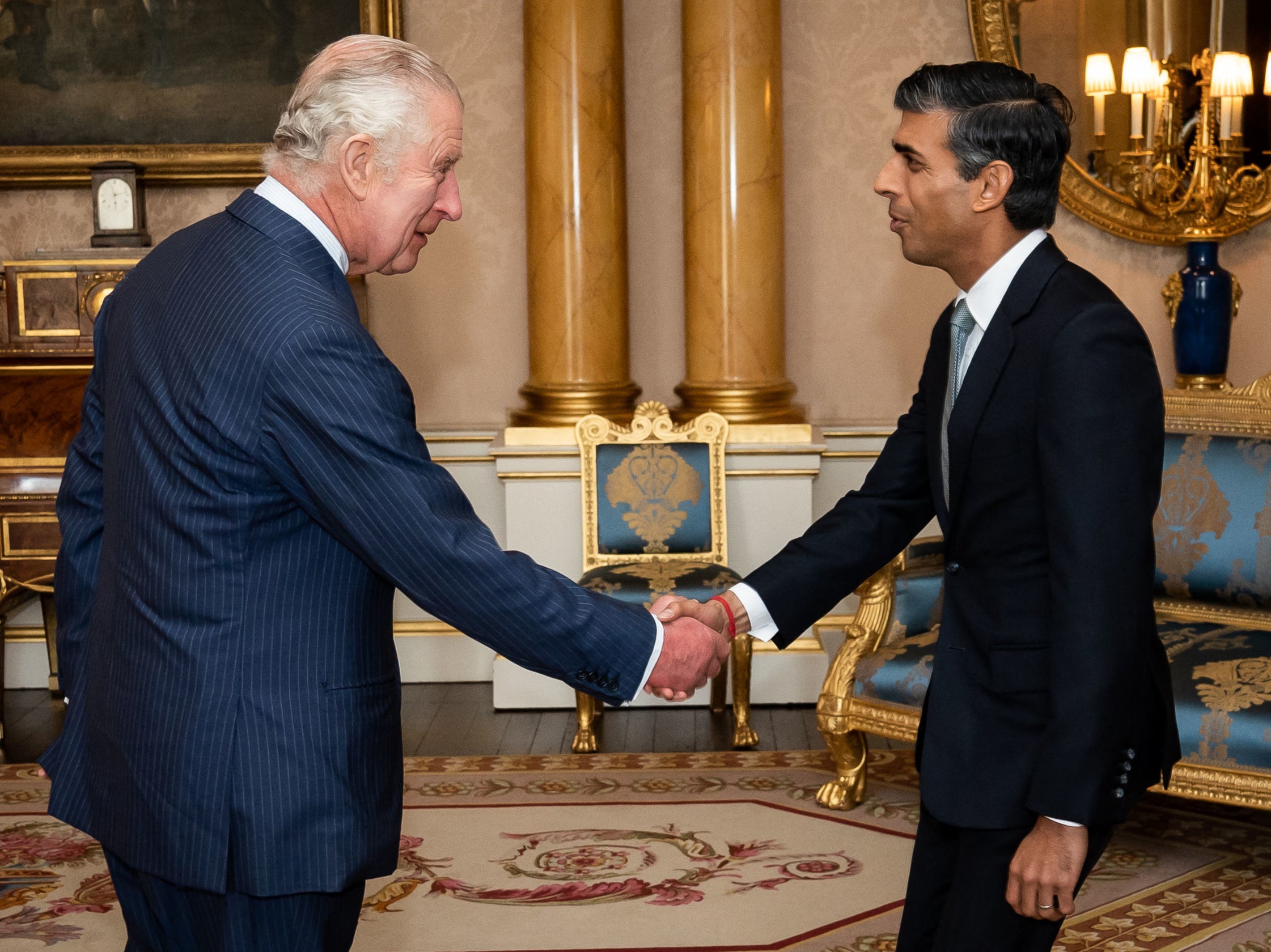 The King meets newly appointed Conservative Party leader and prime minister Rishi Sunak at Buckingham Palace