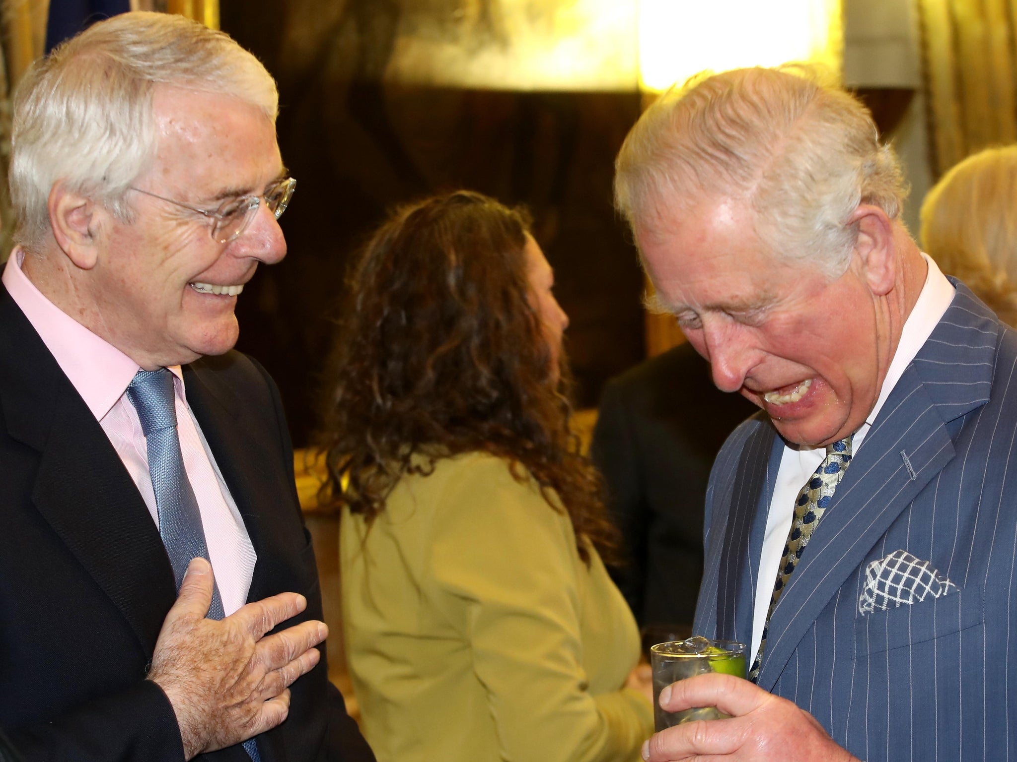 Sir John Major and the then-Prince Charles at the annual Commonwealth Day reception at Marlborough House in 2019