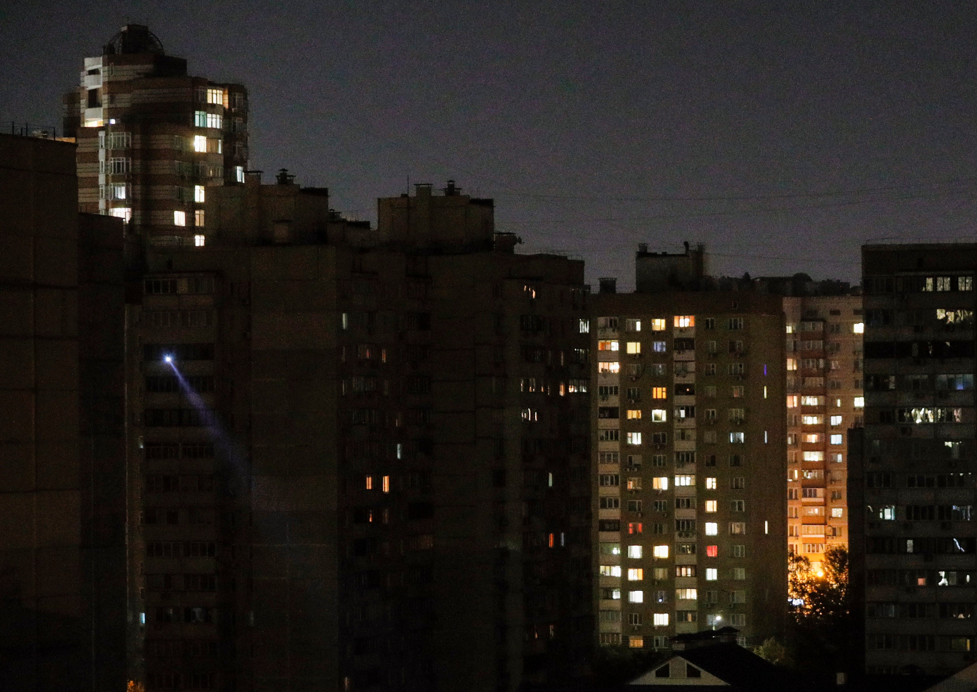 A part of Kyiv in darkness during power cuts