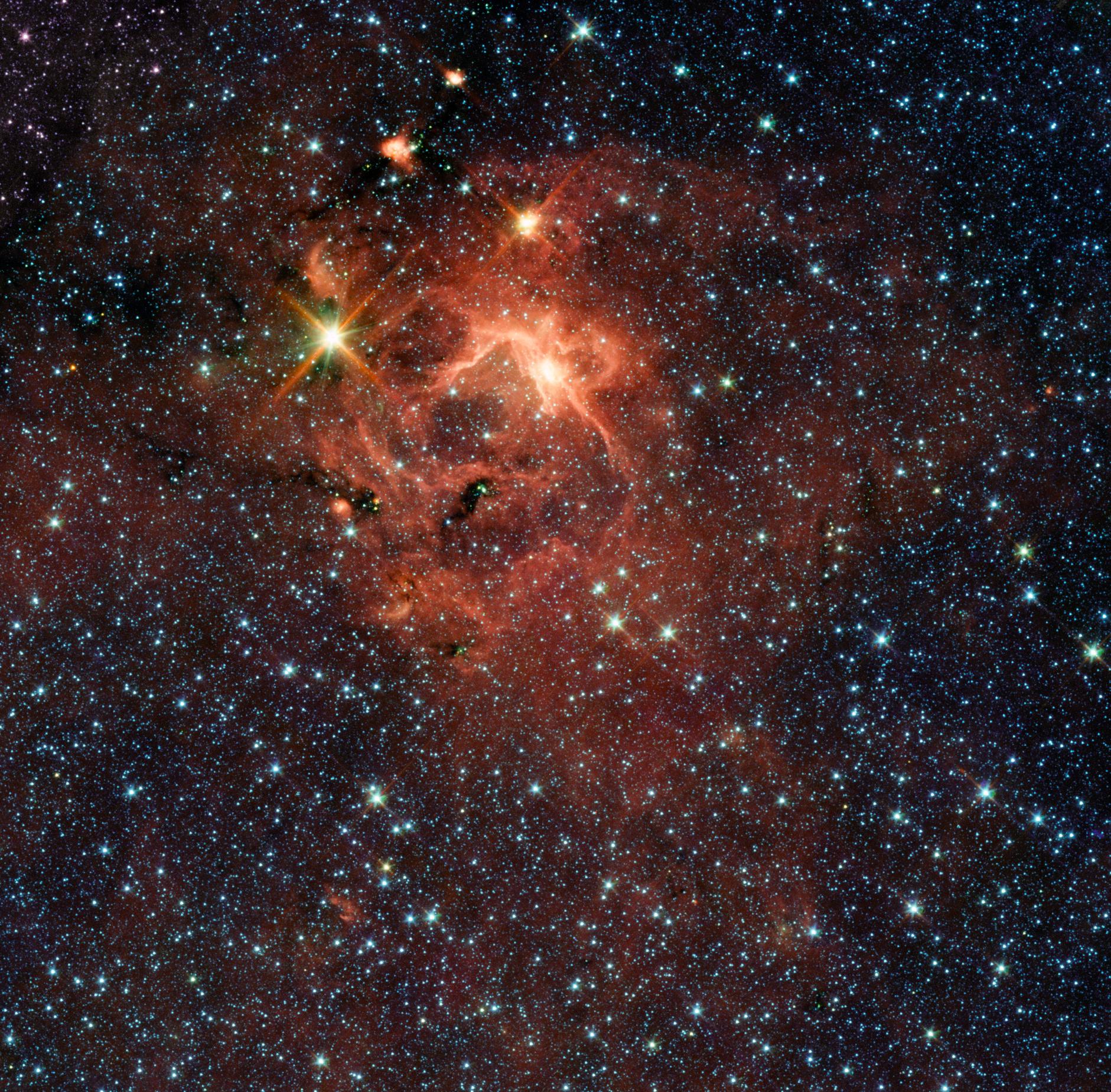 A field of stars and gas clouds