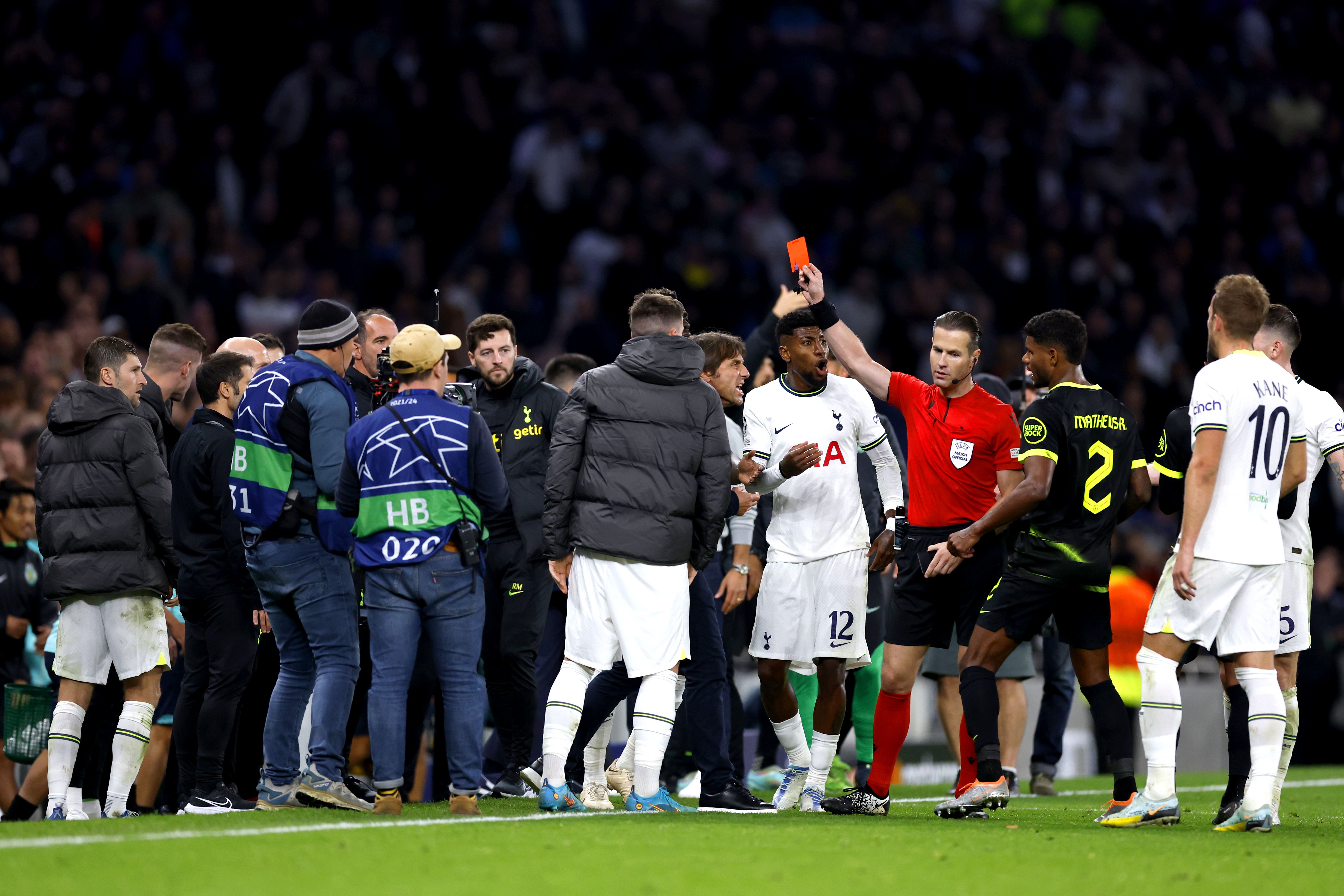 Conte was sent off against Sporting after Tottenham were denied a late winner by VAR