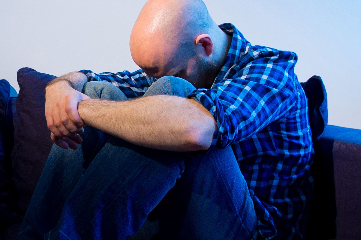 PICTURE POSED BY A MODEL File photo dated 09/0315 of a man showing signs of depression. There has been a decline in satisfaction with NHS mental health services, according to a regulator. (Dominic Lipinski/PA)