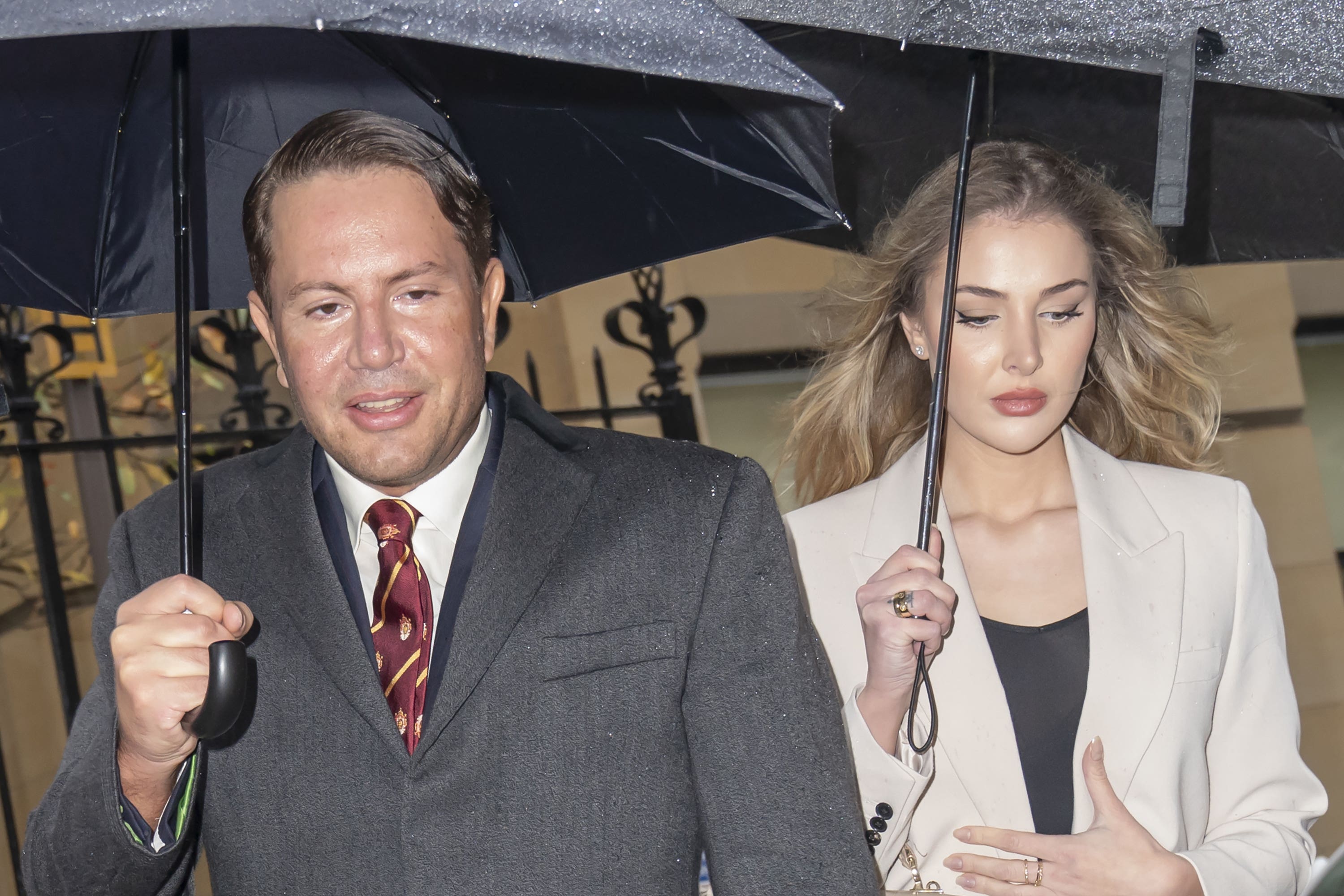 Socialite James Stunt and Helena Robinson arrive at Leeds Cloth Hall Court (Danny Lawson/PA)