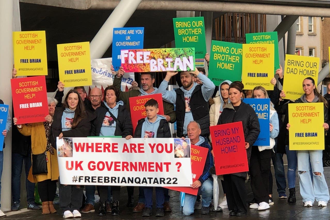 Brian Glendinning’s family protested outside the Scottish Parliament (Neil Pooran/PA)