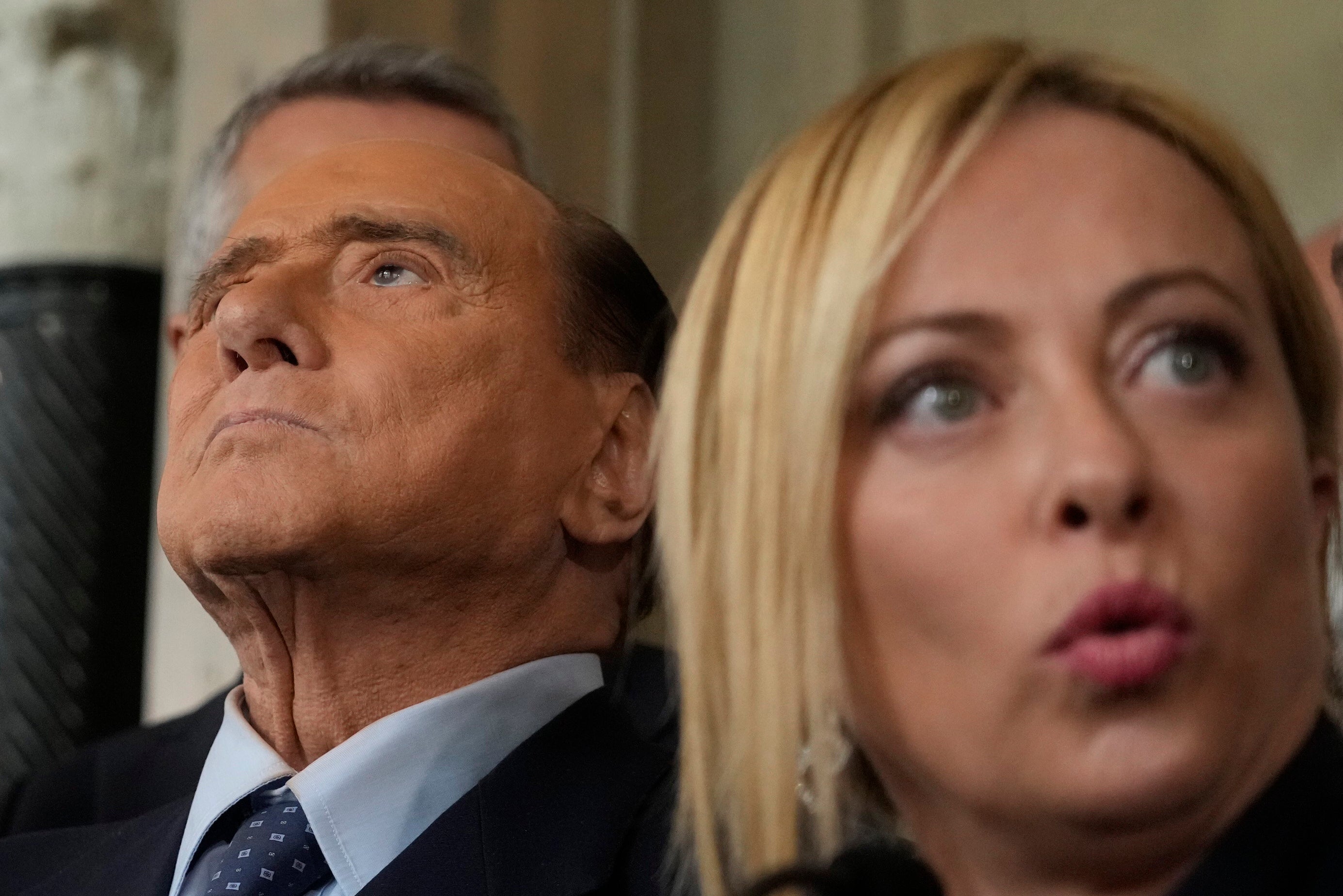 Silvio Berlusconi pictured with Giorgia Meloni