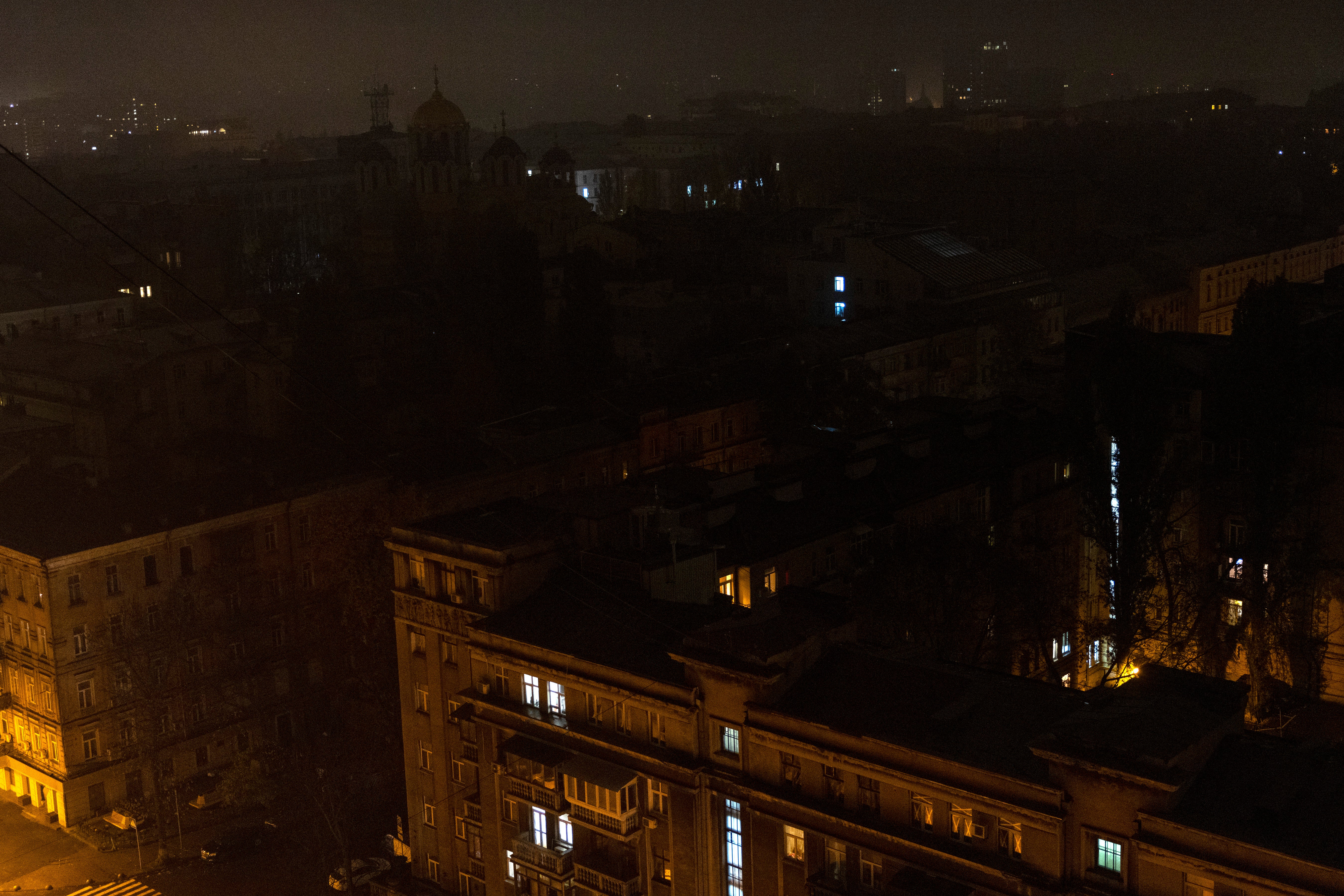 Power outages are seen in the centre of Kyiv