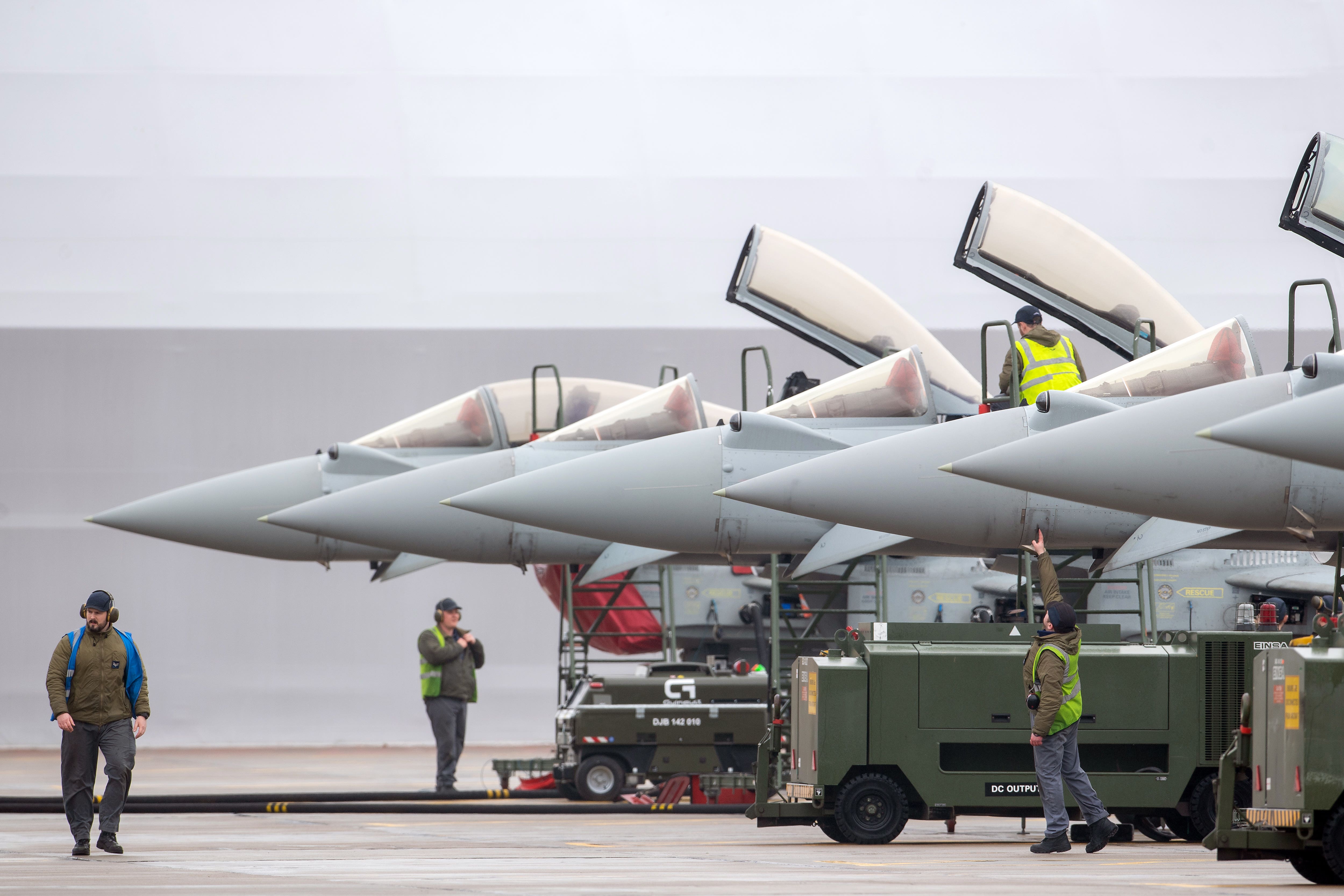 Eurofighter Typhoons at RAF Coningsby in Lincolnshire (Joe Giddens/PA)