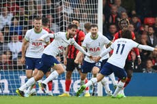 Rodrigo Bentancur completes Tottenham comeback with stoppage-time winner at Bournemouth