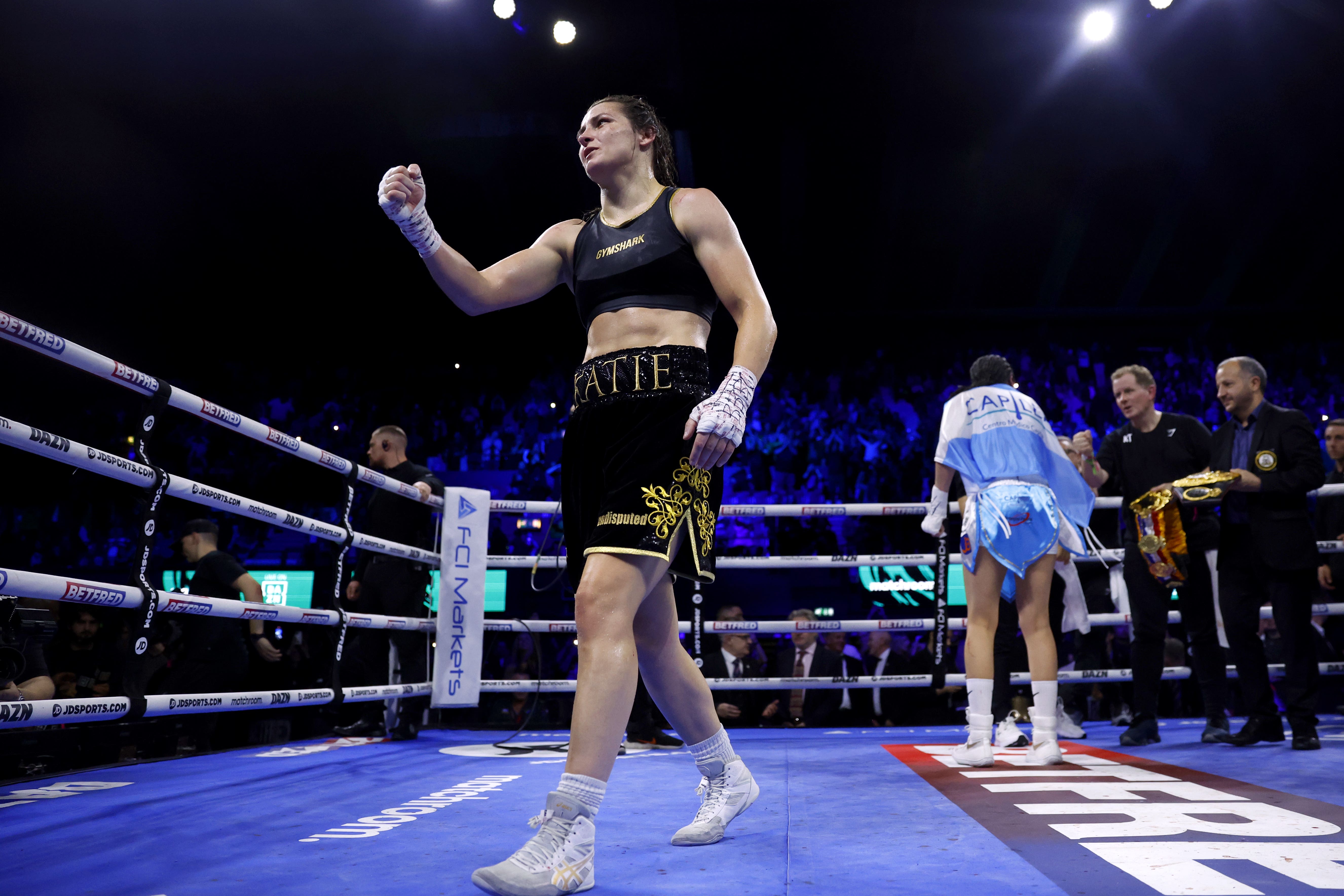 Katie Taylor, pictured, outclassed Argentina’s Karen Elizabeth Carabajal at Wembley Arena (Steve Paston/PA)