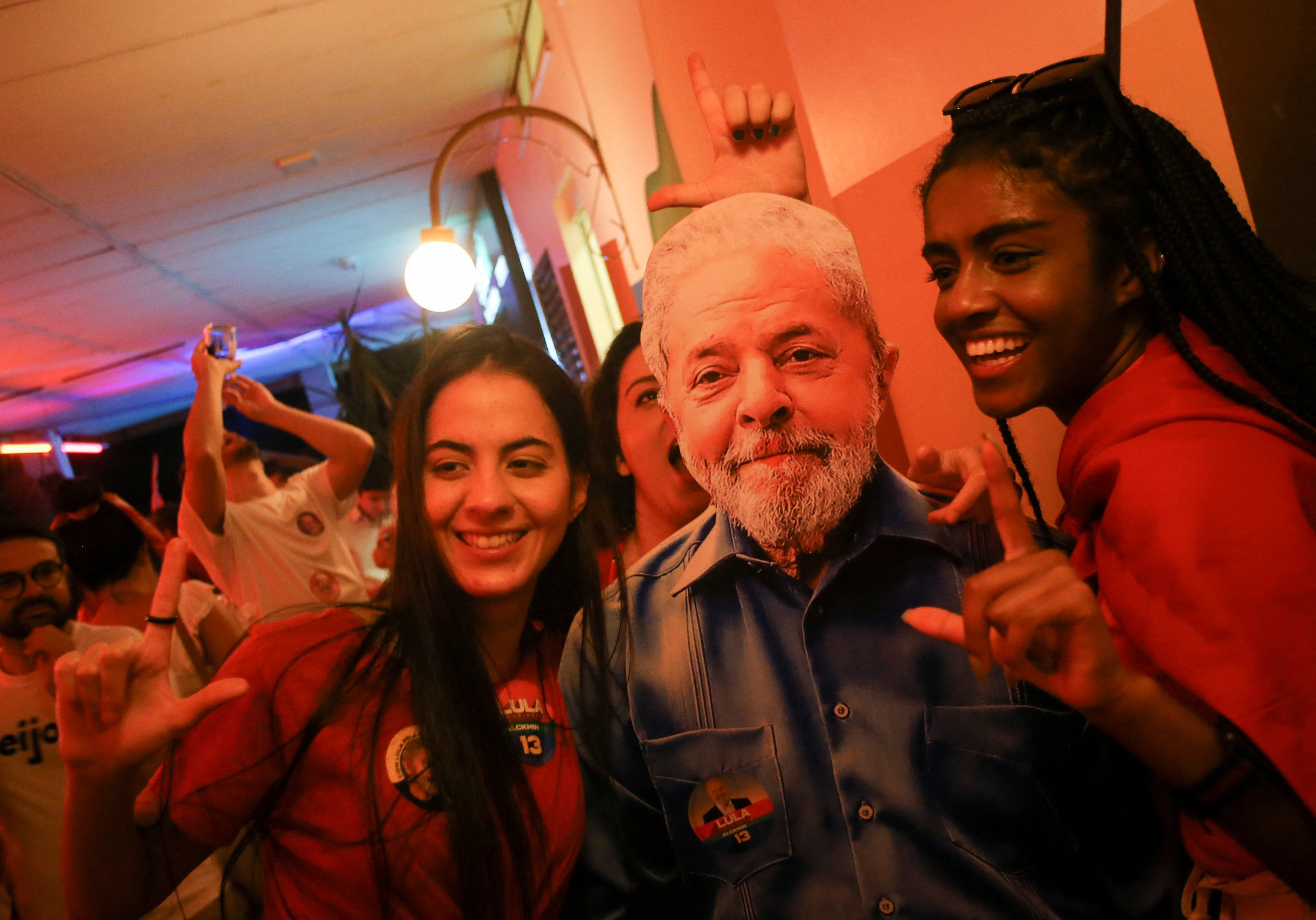 Lula supporters in the capital Brasilia on Sunday night