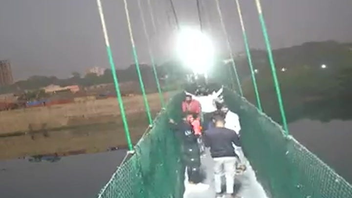 Moment people ‘deliberately shake’ India bridge moments it before collapsed and killed 141